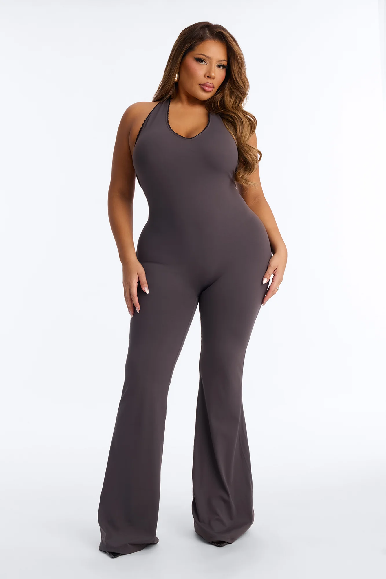 Faven Flare Leg Jumpsuit - Charcoal - Image 6