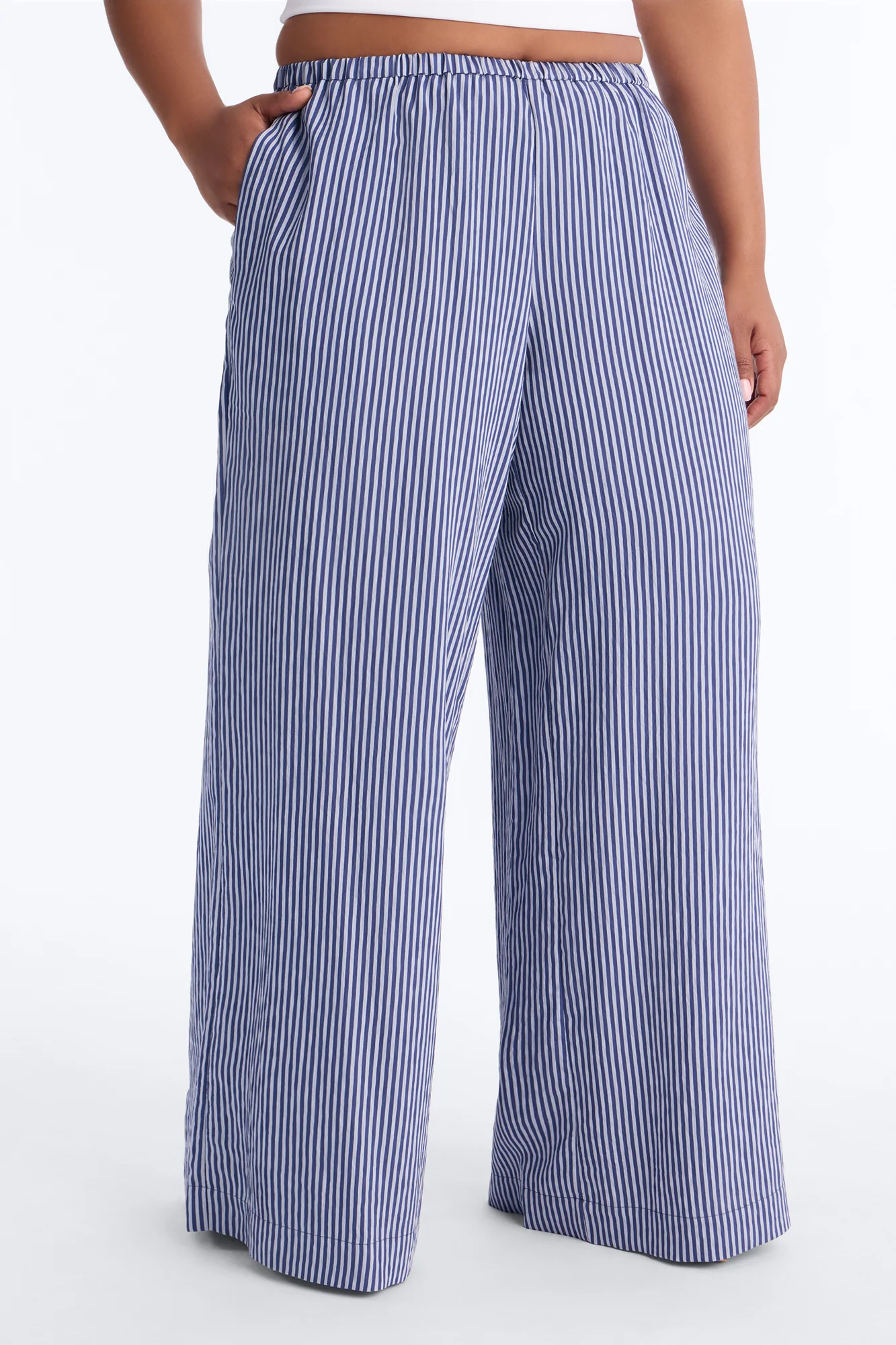 Fawn Stripe Wide Leg Pant 33″ - Blue - Image 5