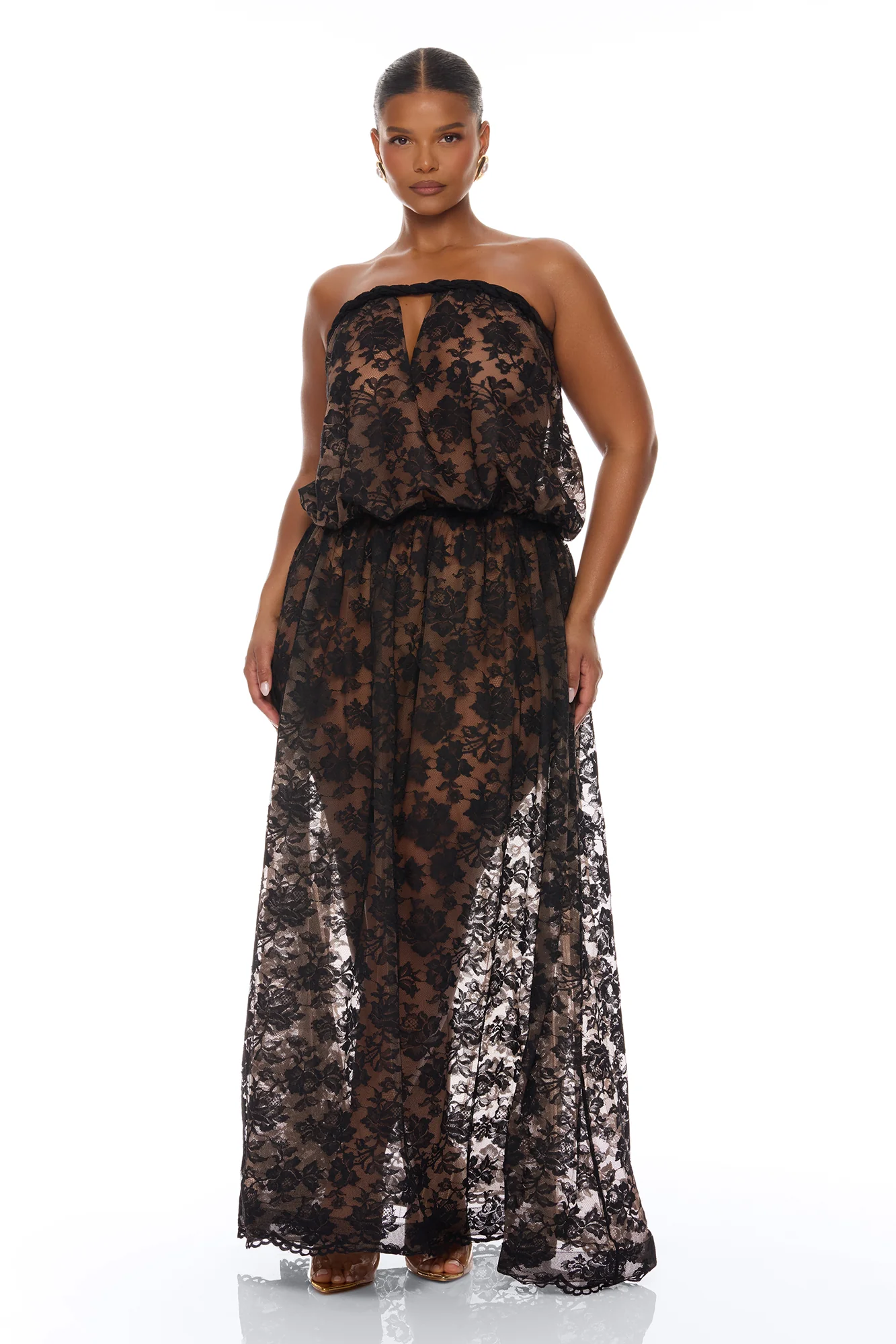 Faye Strapless Lace Maxi Dress - Black - Image 5