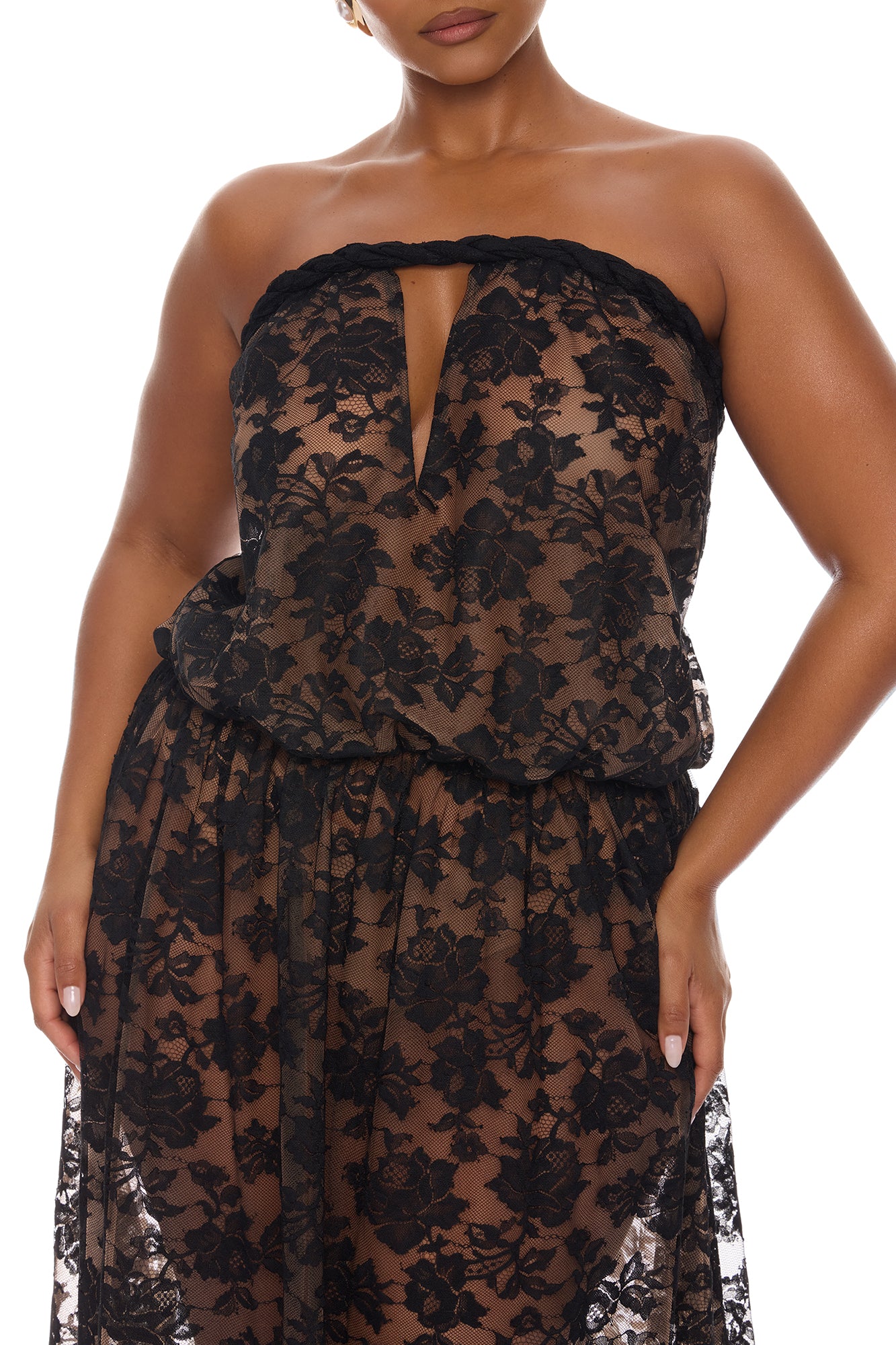 Faye Strapless Lace Maxi Dress - Black - Image 7