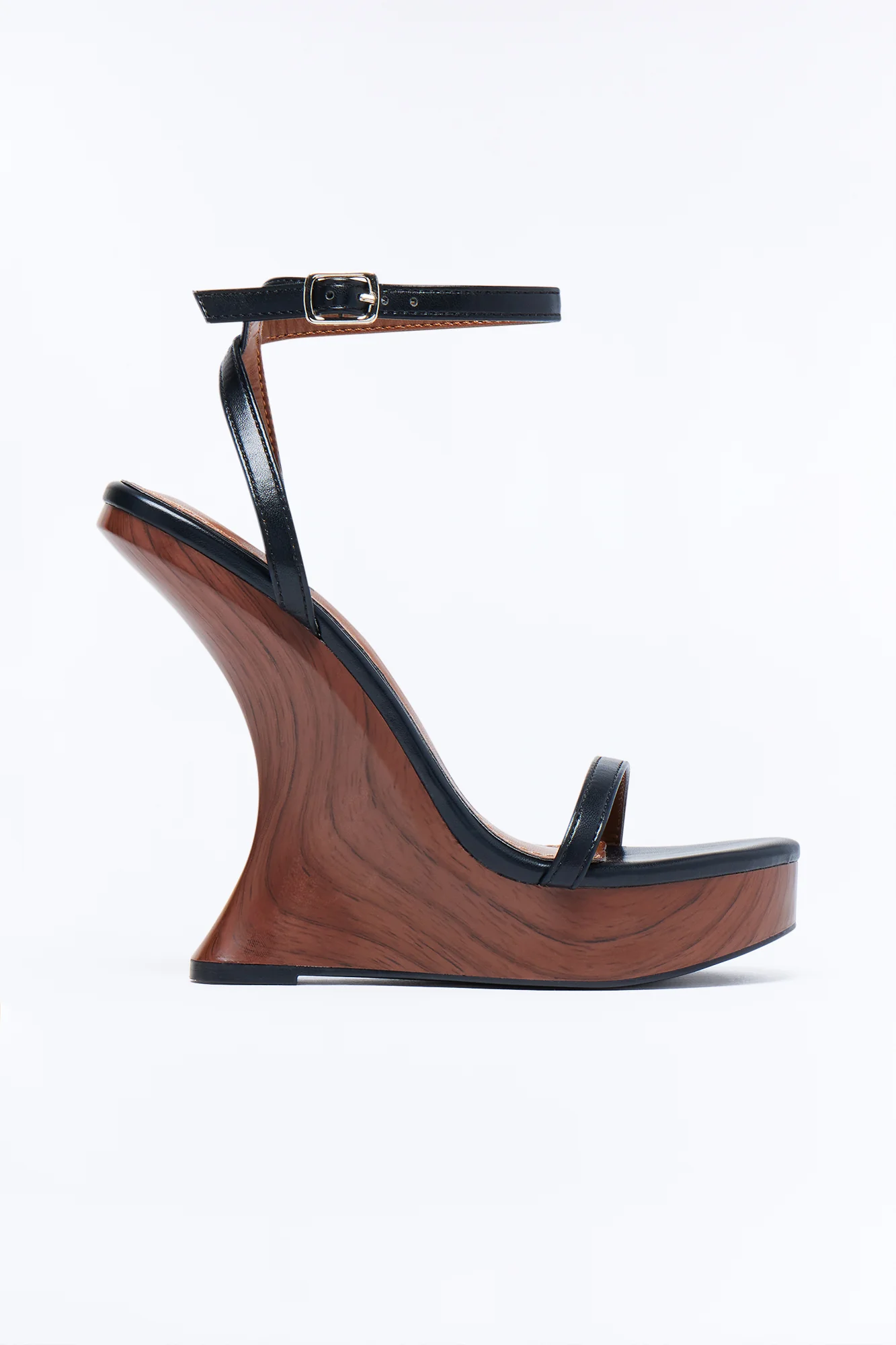 Fayer Wood Platform Wedges - Black