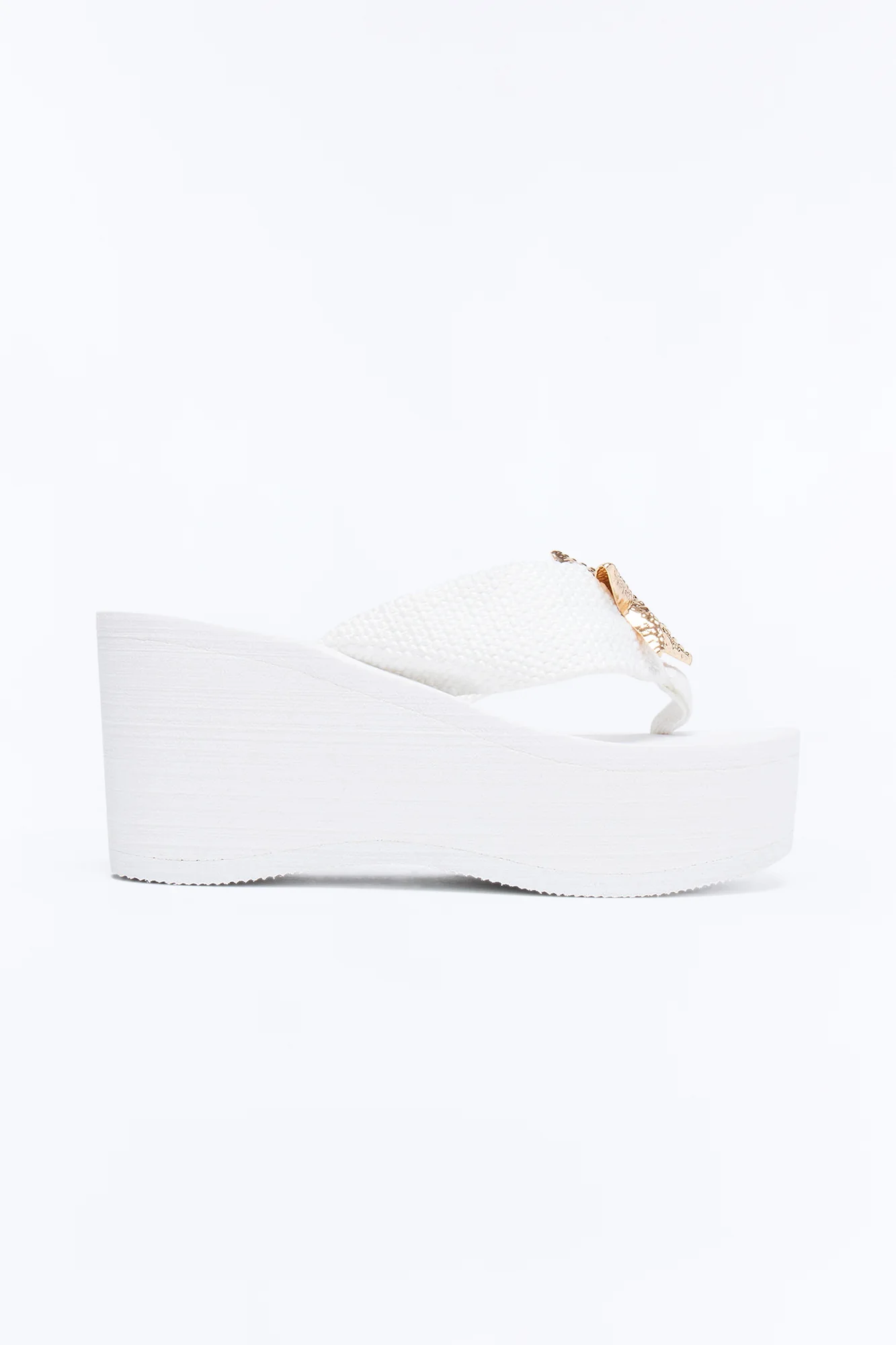 Feel The Heat Thong Wedges - White
