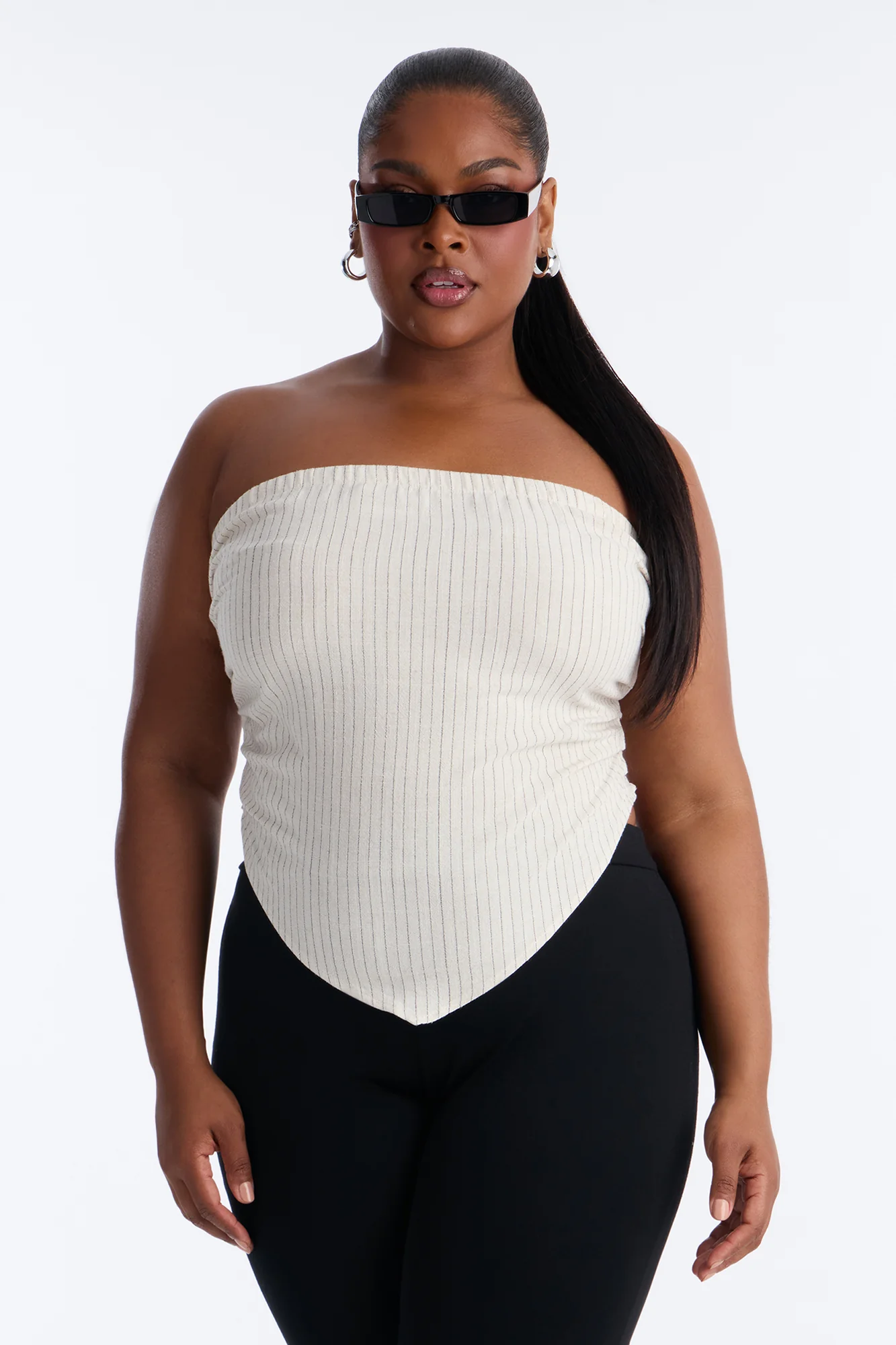Feeling Fine Pinstripe Linen Top - Oatmeal/combo - Image 5