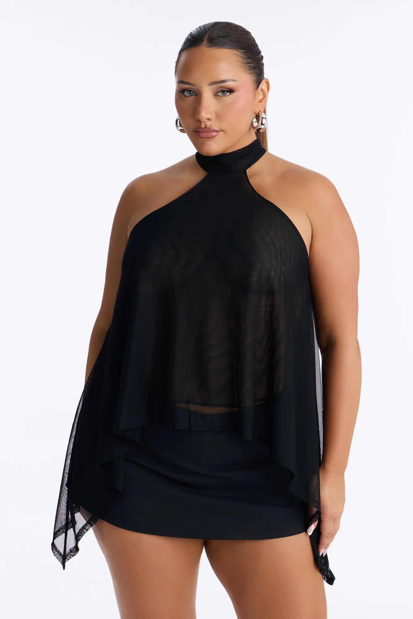 Feeling Fine Sheer Mesh High Neck Sleeveless Top - Black - Image 4
