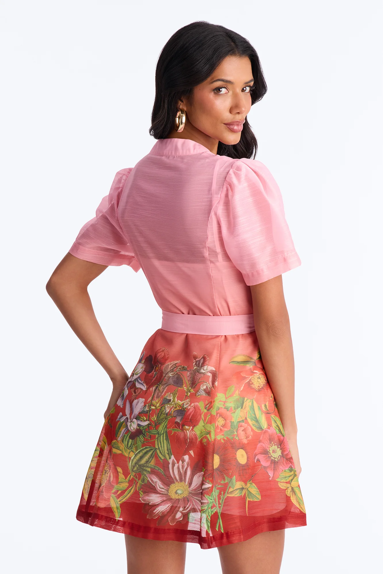 Fellie Floral Organza Mini Dress - Pink/combo - Image 4
