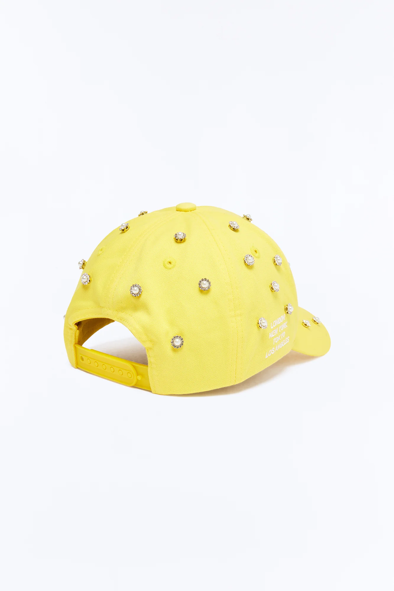Felt Rhinestone Structured Hat - Yellow - Image 4