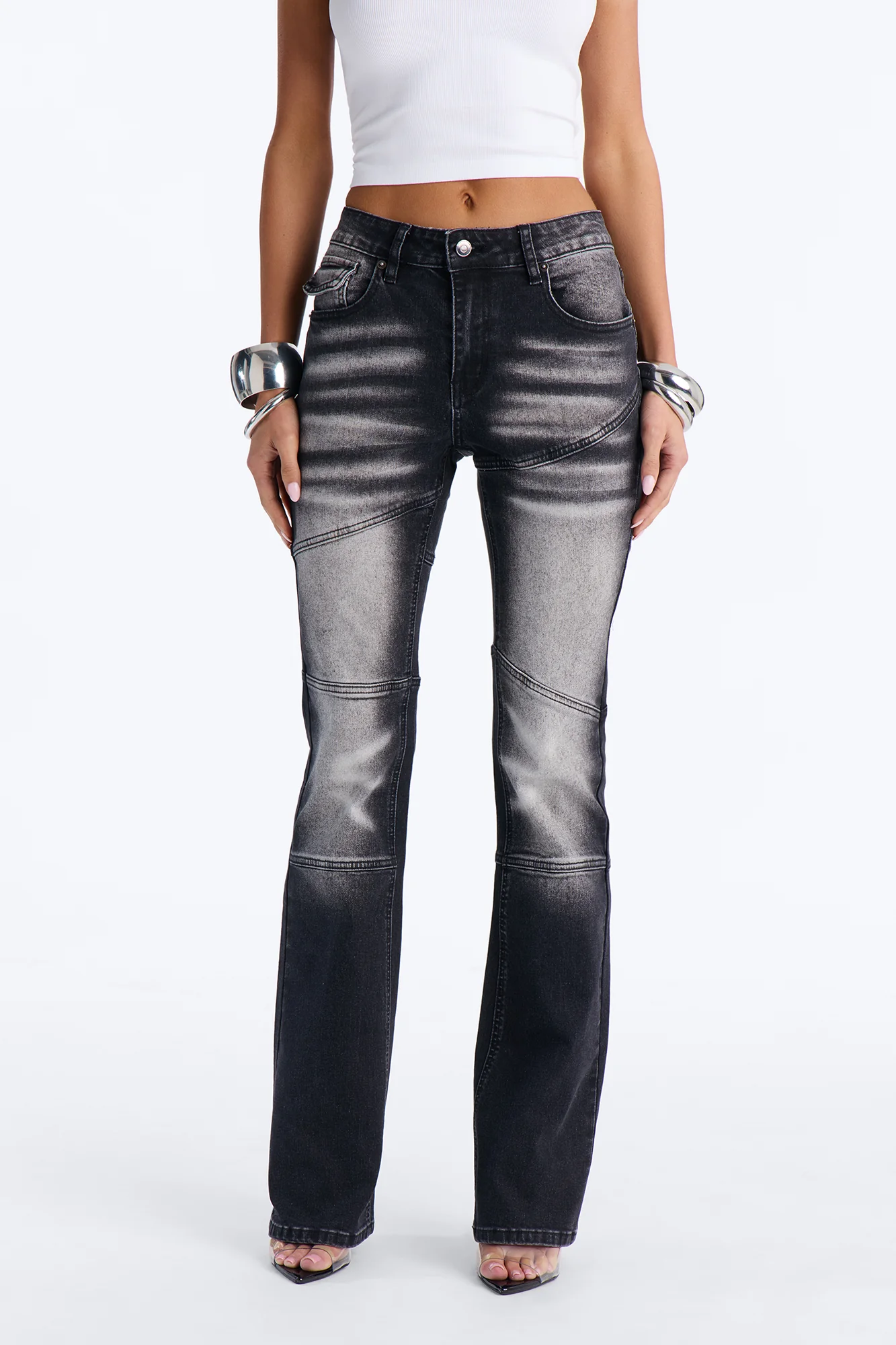 Femme Fatale Low Rise Stretch Bootcut Jeans - Black - Image 2
