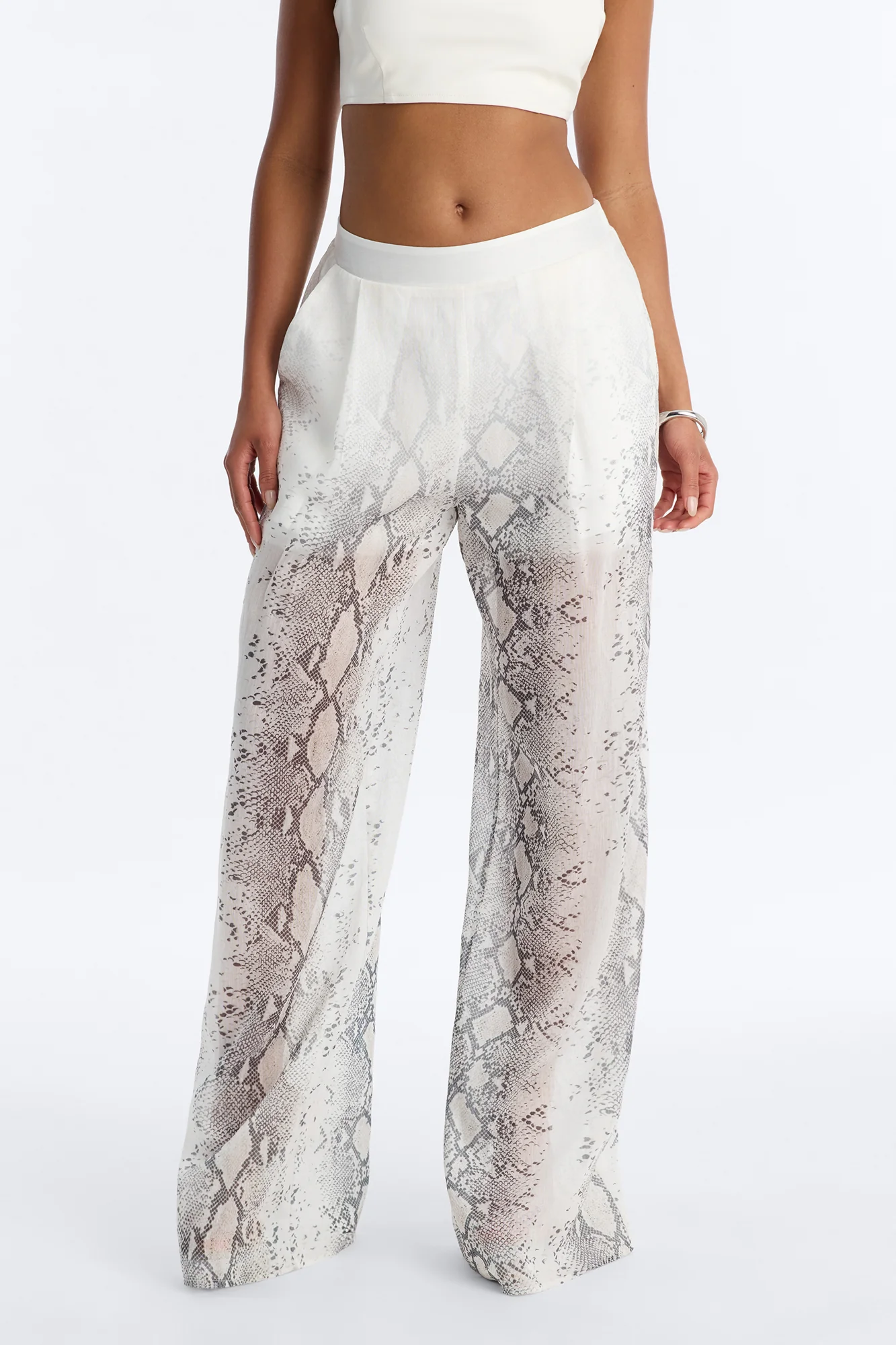 Fernanda High Rise Printed Snake Skin Linen Pants - Brown/combo - Image 2