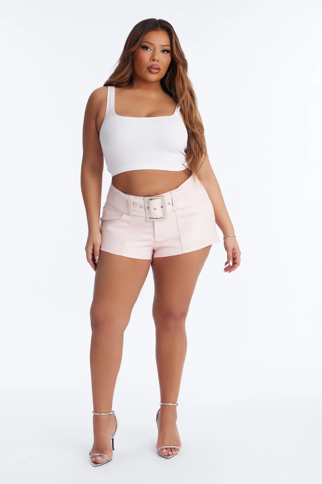 Festival Fever Belted Faux Leather Micro Short - Pink - Image 5