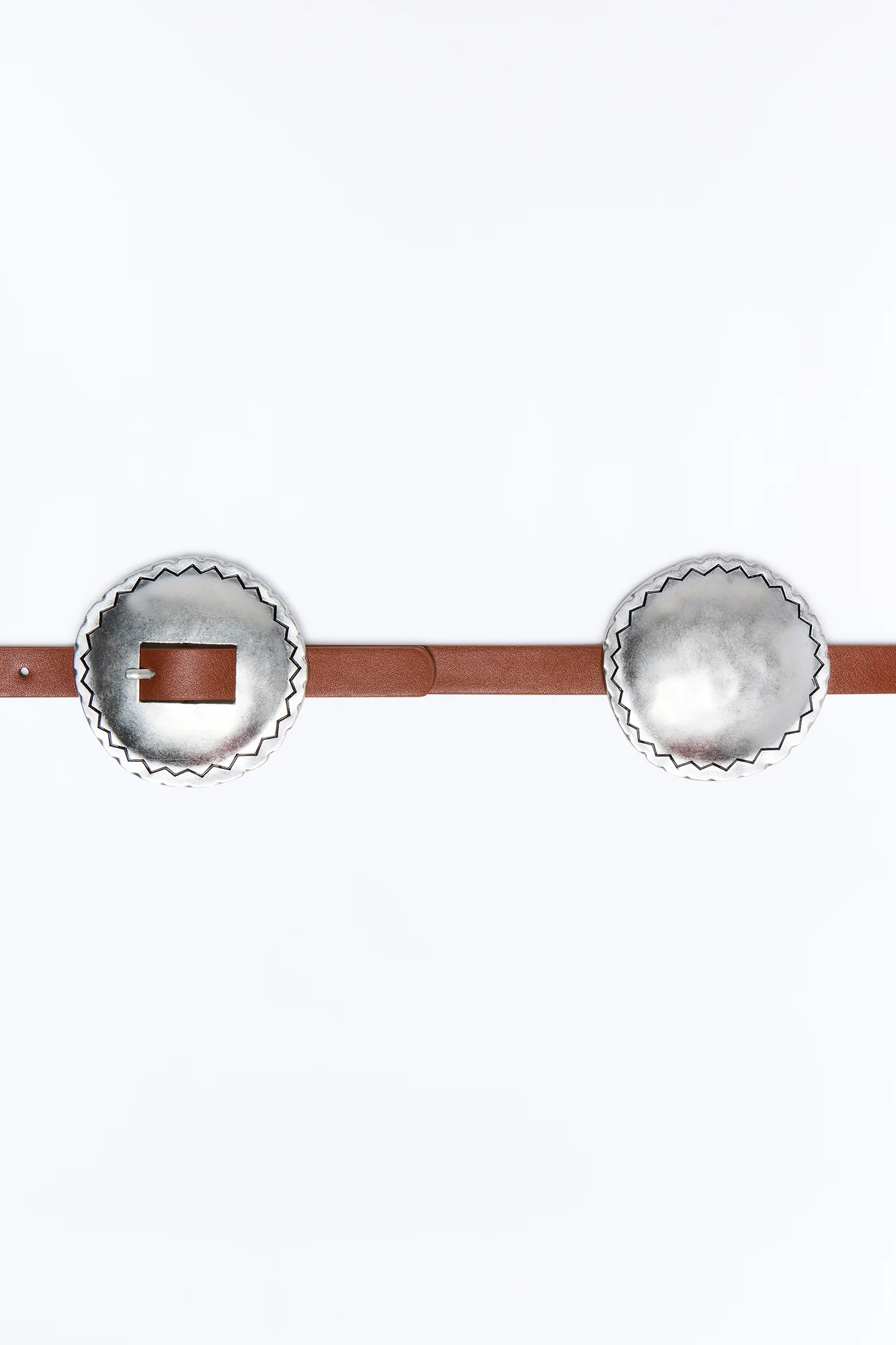 Festival Nights Faux Leather Western Belt - Silver/Brown - Image 3