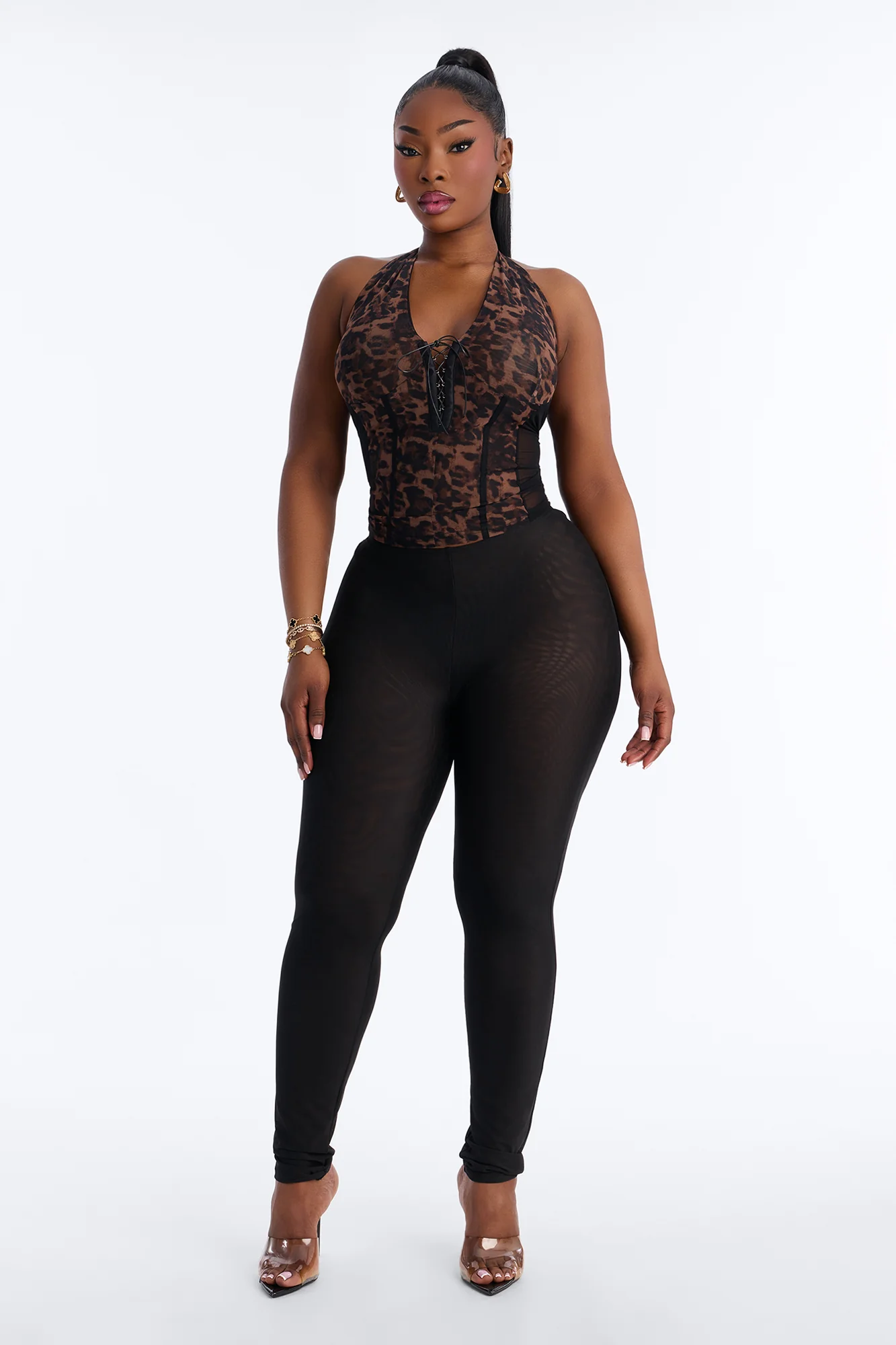 Fierce Desire Mesh Leopard Halter Top - Leopard - Image 6