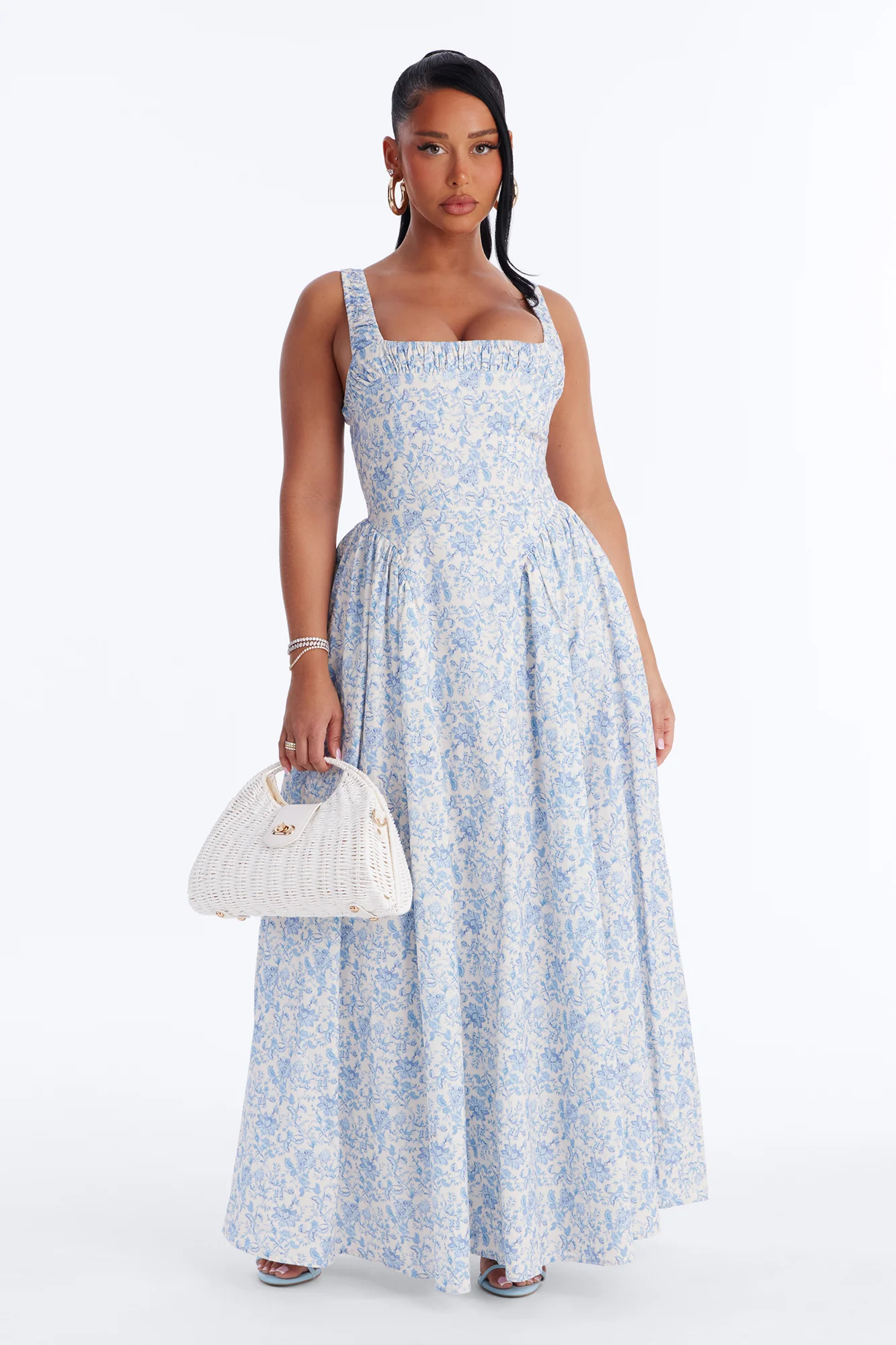 Fine As Wine Drop Waist Maxi Dress - Blue/combo