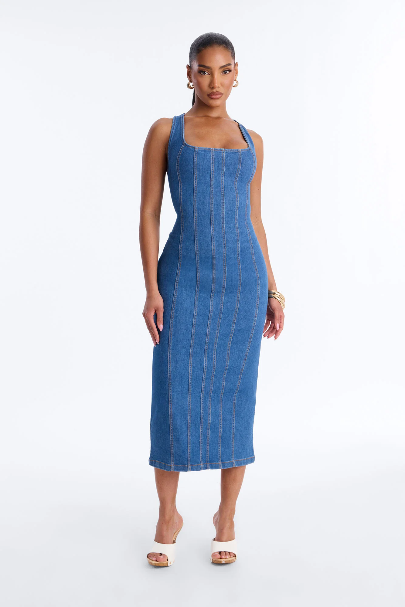Finley Denim Midi Dress - Medium Wash