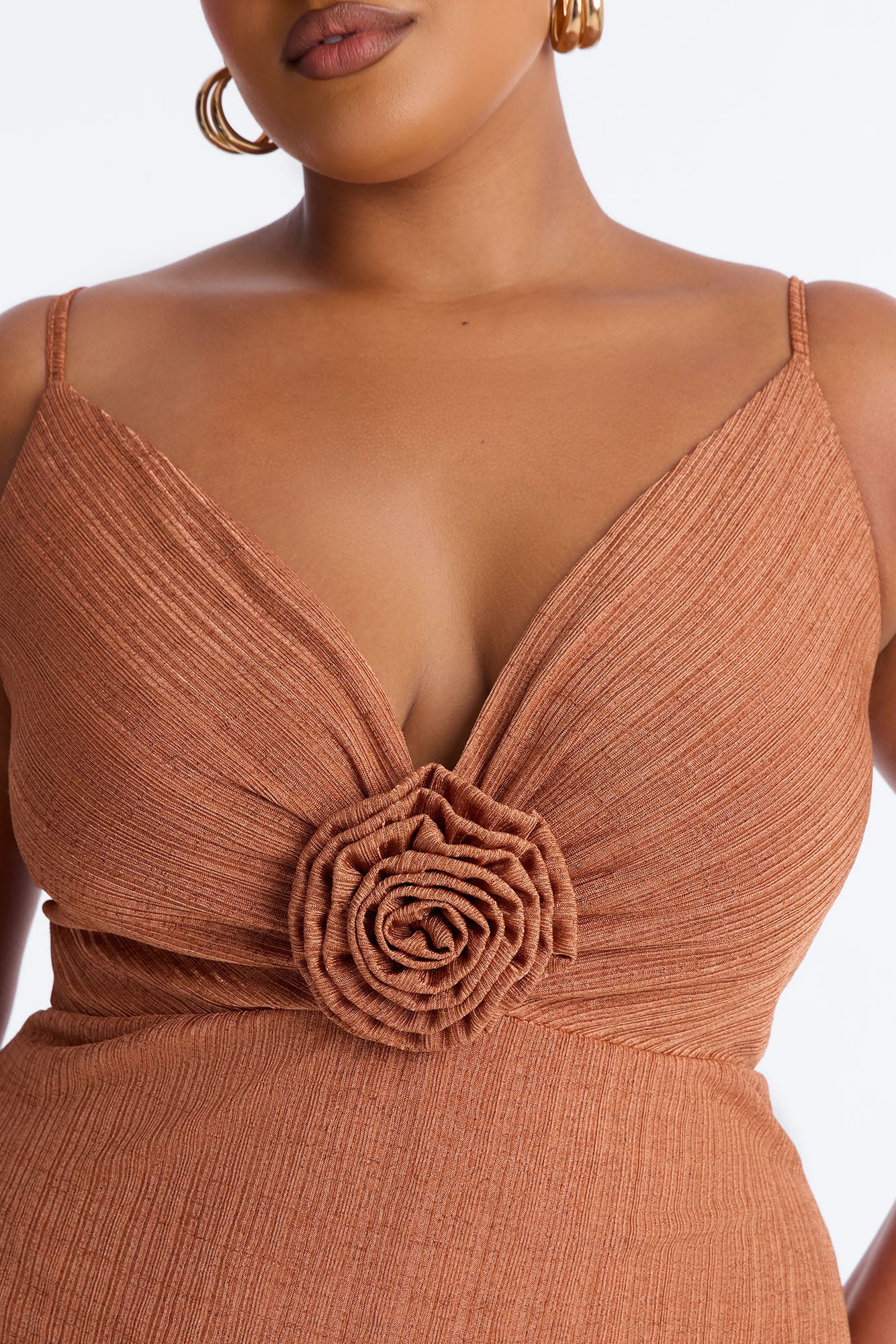 Fiona Draped Wide Leg Jumpsuit - Bronze - Image 7