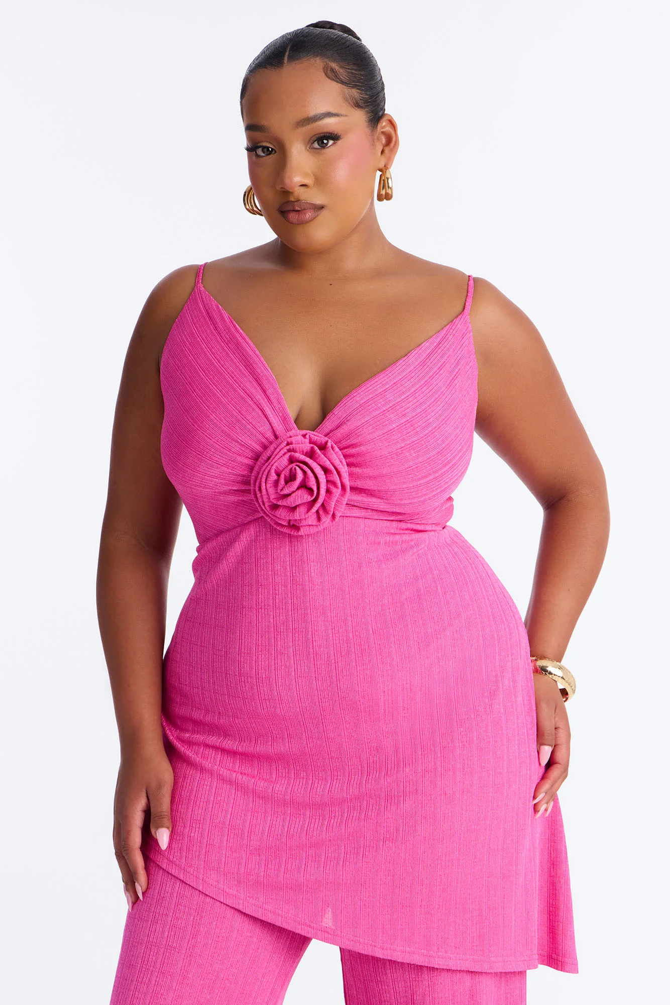 Fiona Draped Wide Leg Jumpsuit - Hot Pink - Image 6