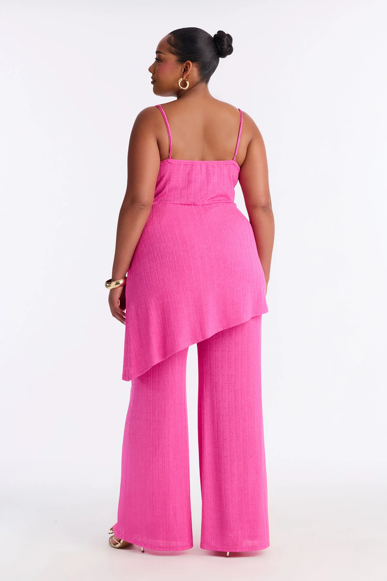 Fiona Draped Wide Leg Jumpsuit - Hot Pink - Image 8
