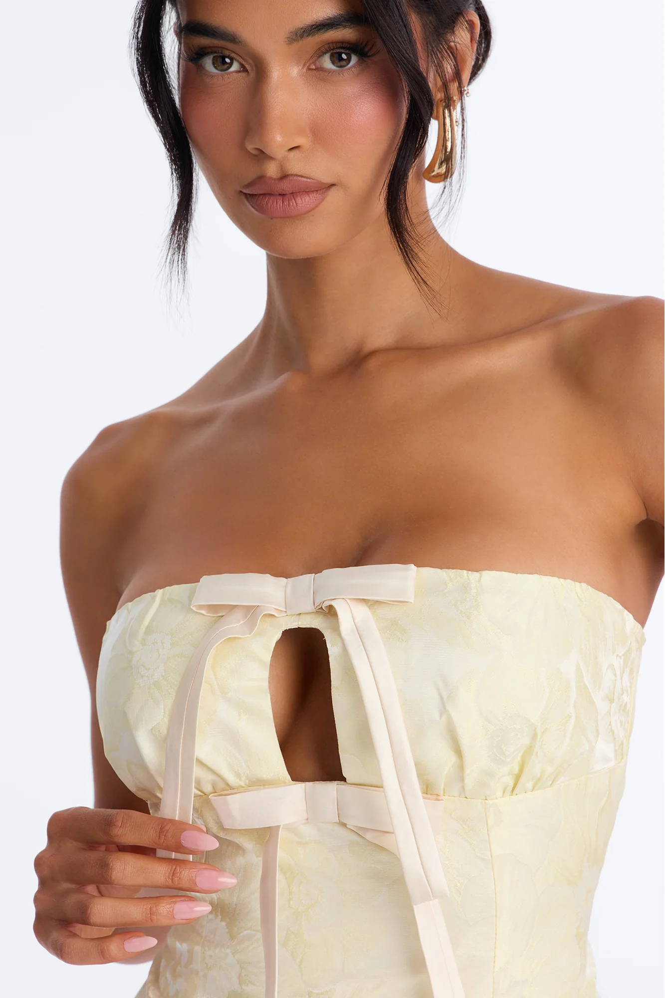 Fiona Floral Jacquard Micro Mini Skirt Set - Butter Yellow - Image 3