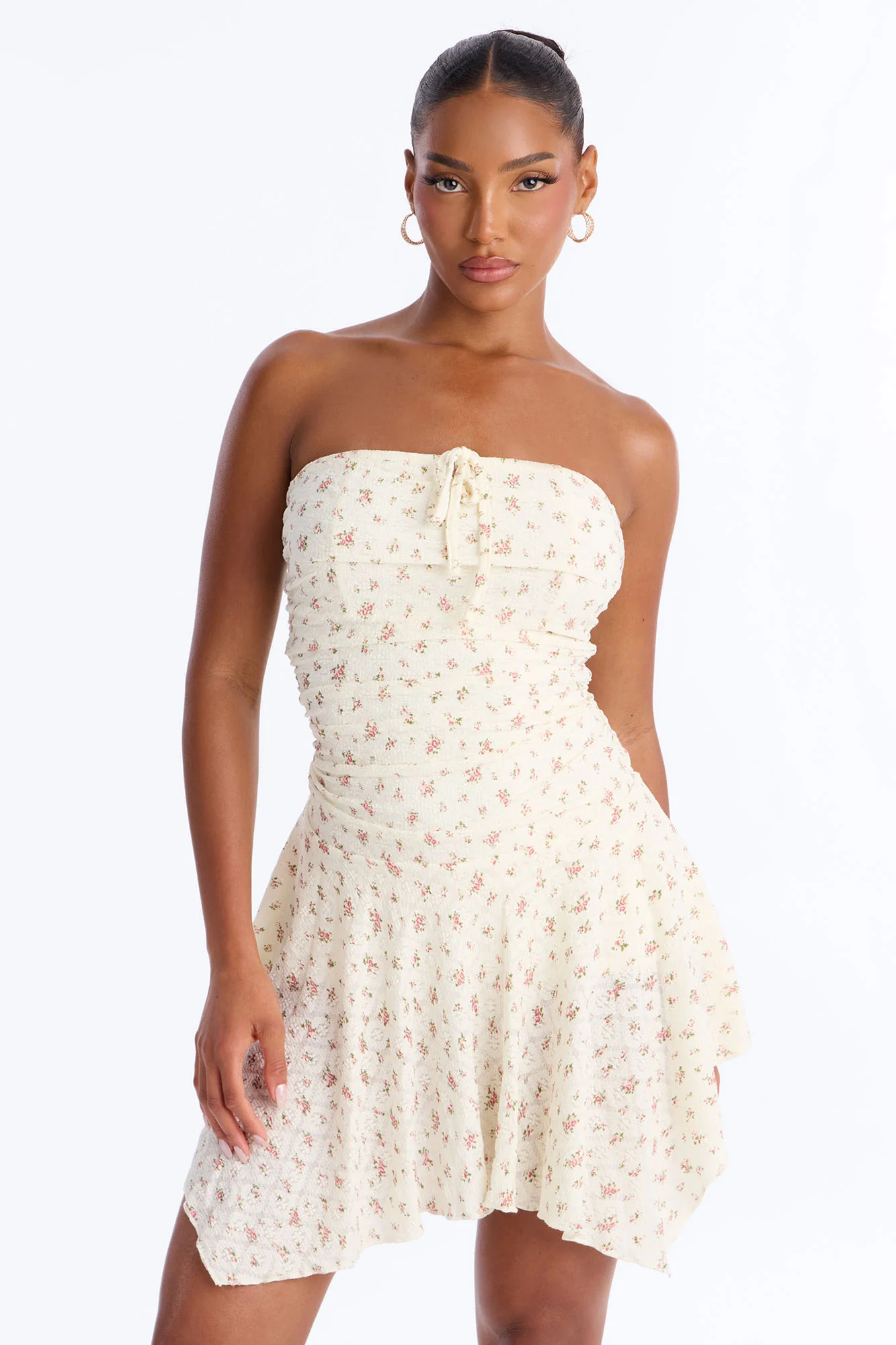 Fiona Floral Lace Mini Dress - Cream/combo - Image 2