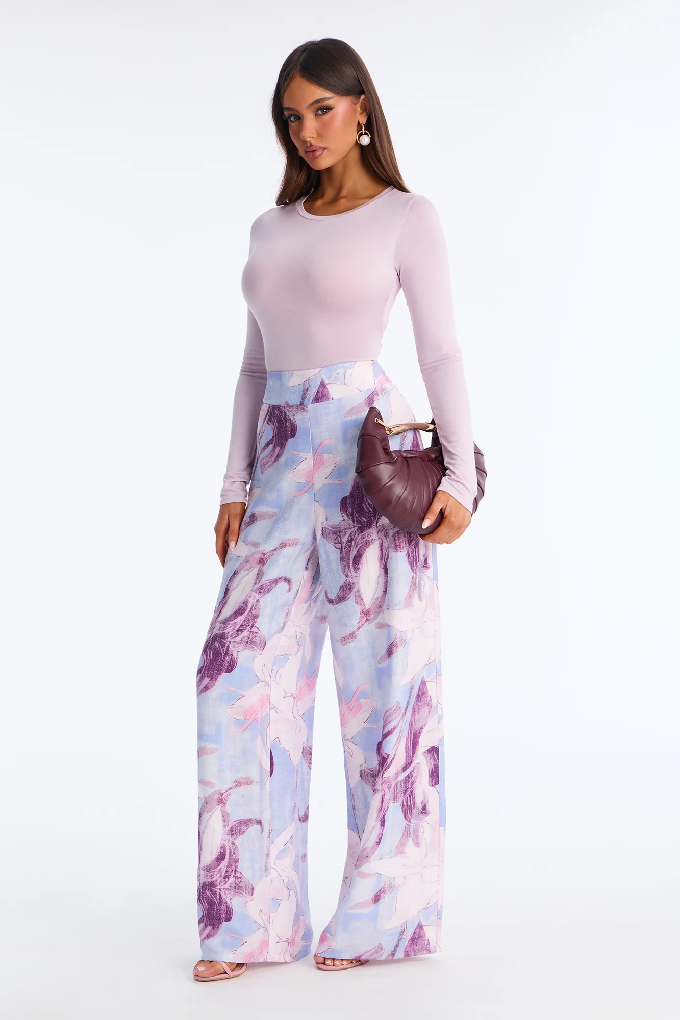 Fiona Floral Wide Leg Pant - Blue/combo