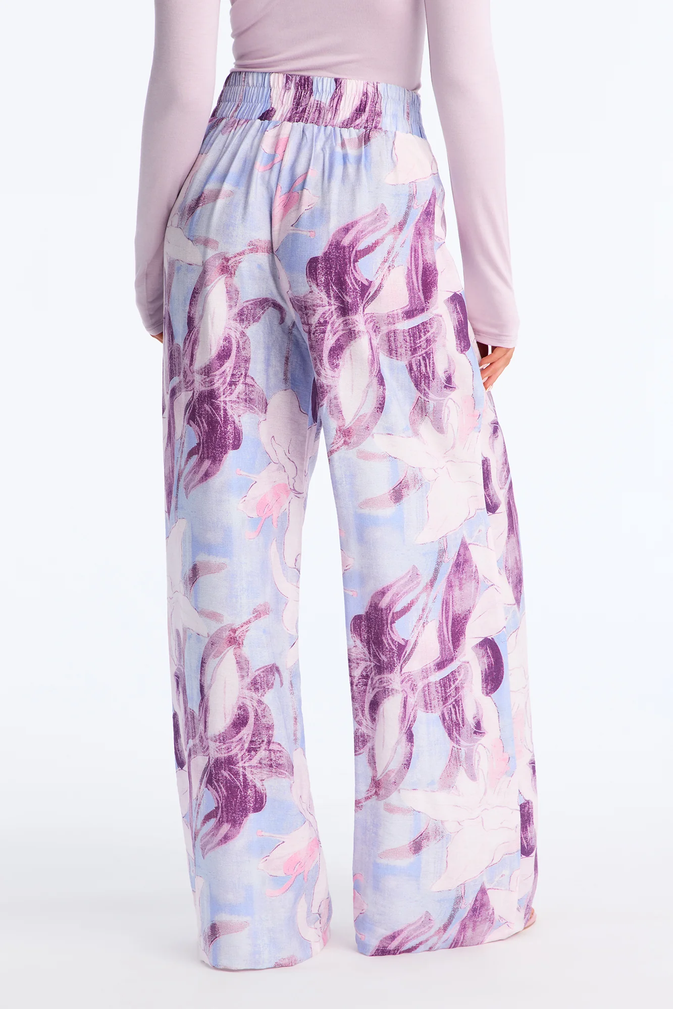 Fiona Floral Wide Leg Pant - Blue/combo - Image 4