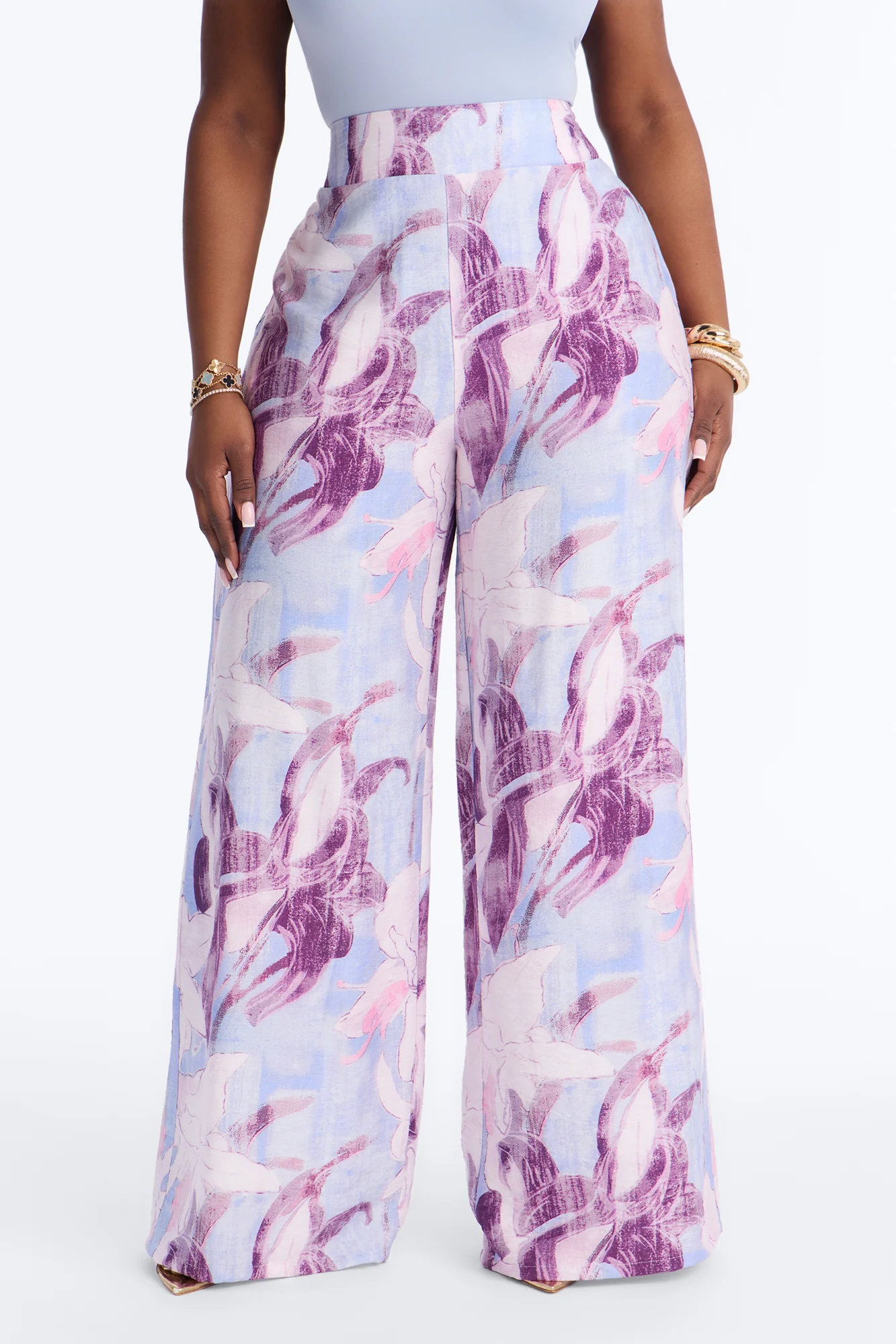 Fiona Floral Wide Leg Pant - Blue/combo - Image 6
