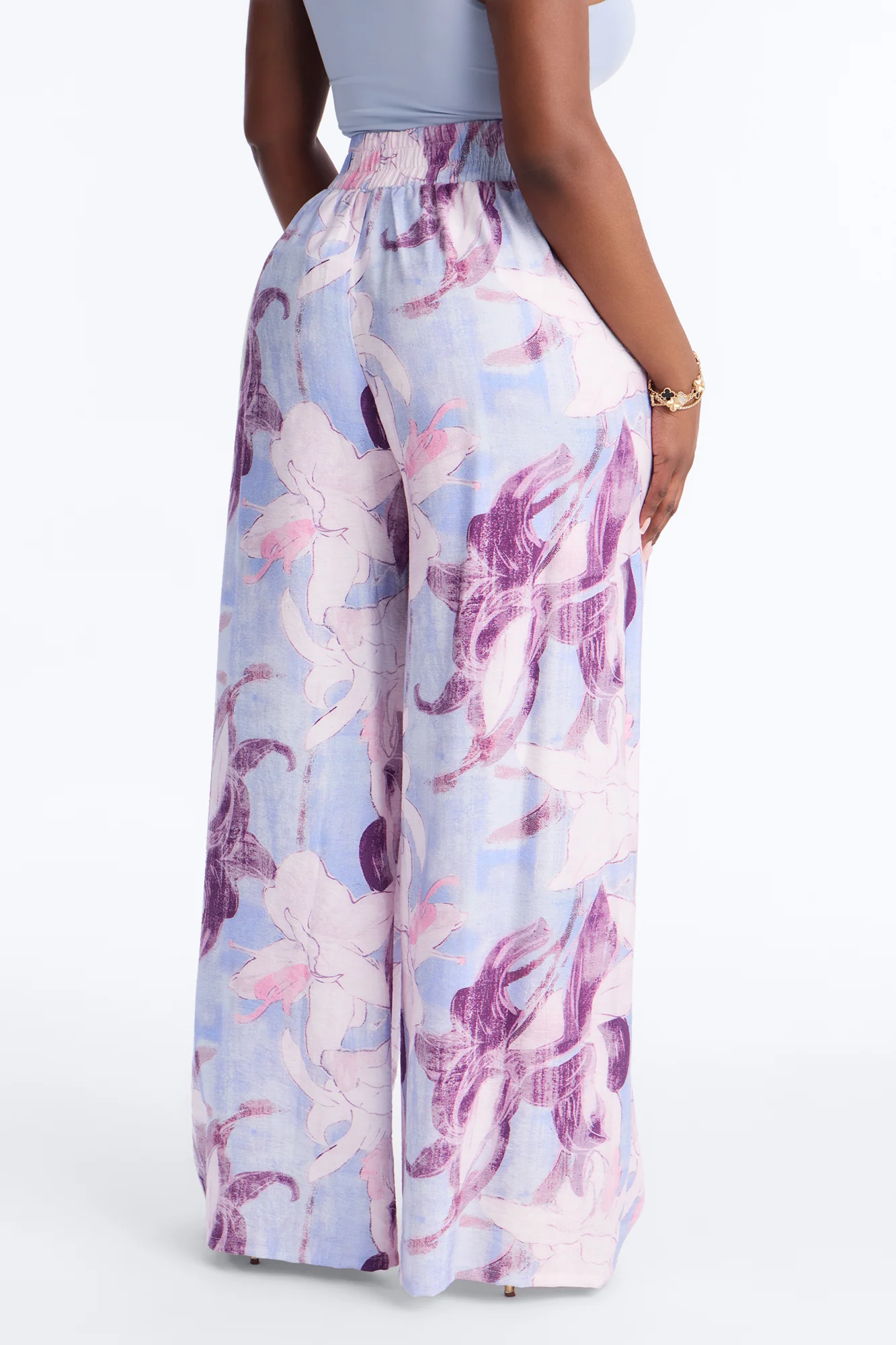 Fiona Floral Wide Leg Pant - Blue/combo - Image 7