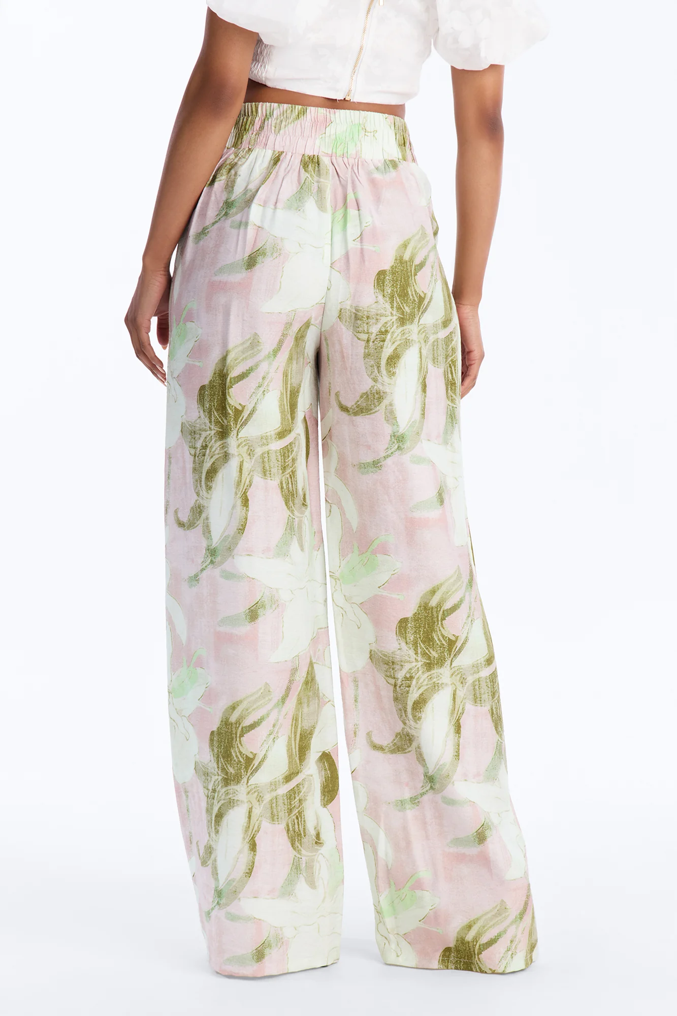 Fiona Floral Wide Leg Pant - Pink/combo - Image 4