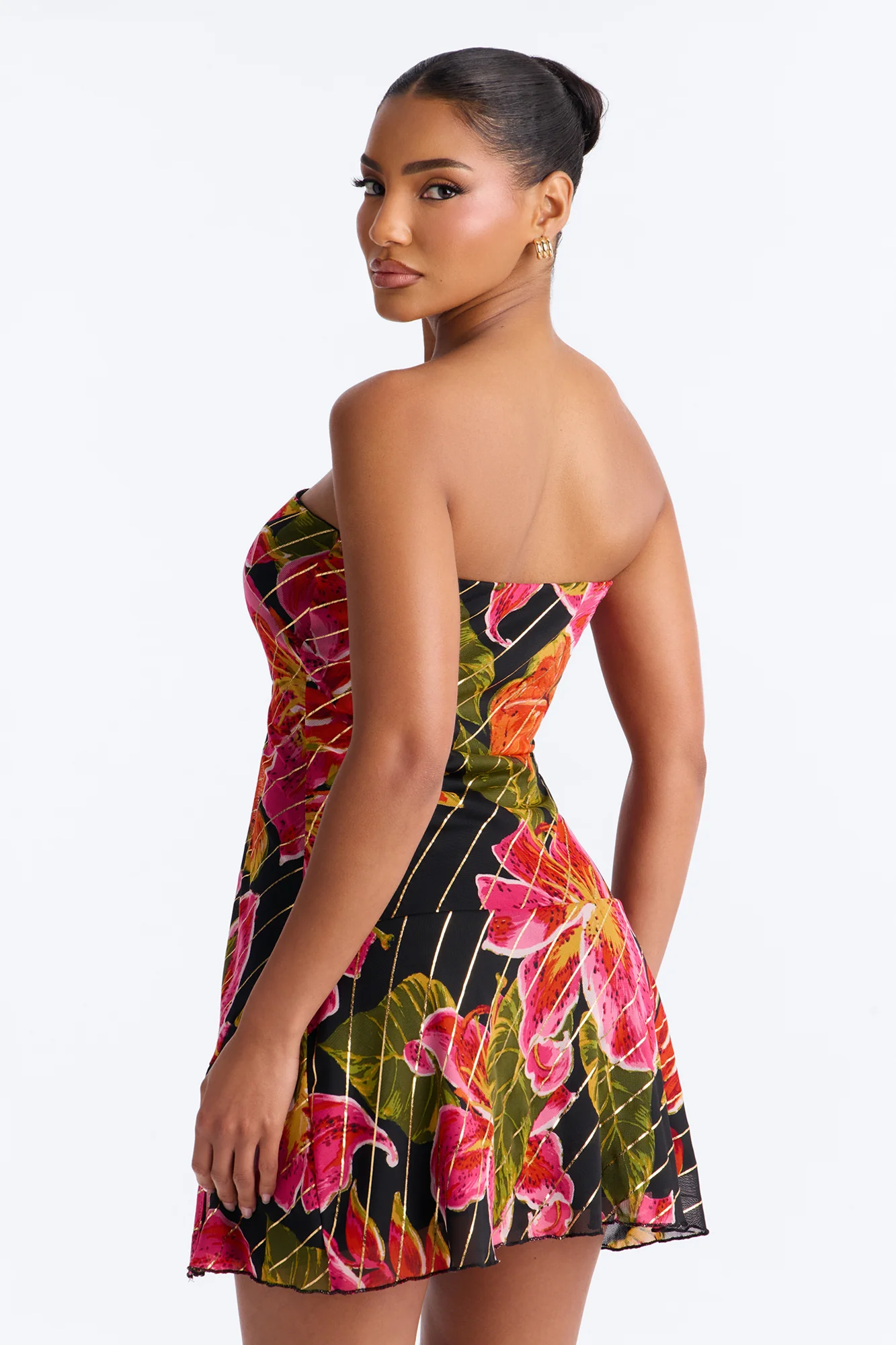 Fiona Strapless Mesh Mini Dress - Pink/combo - Image 3