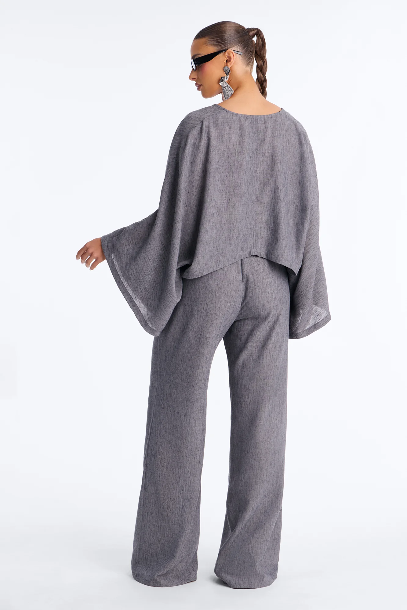 Fiora Scarf Belt Pant Set - Grey - Image 3