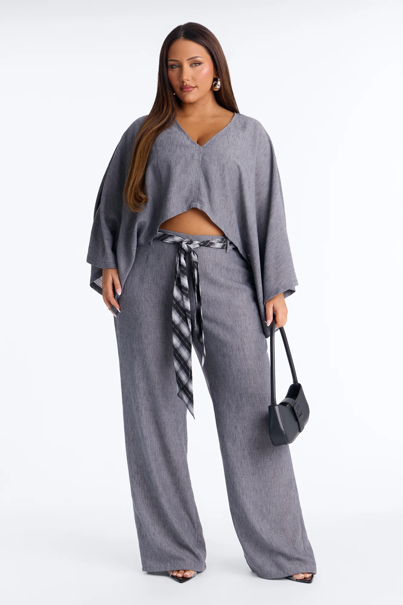 Fiora Scarf Belt Pant Set - Grey - Image 4