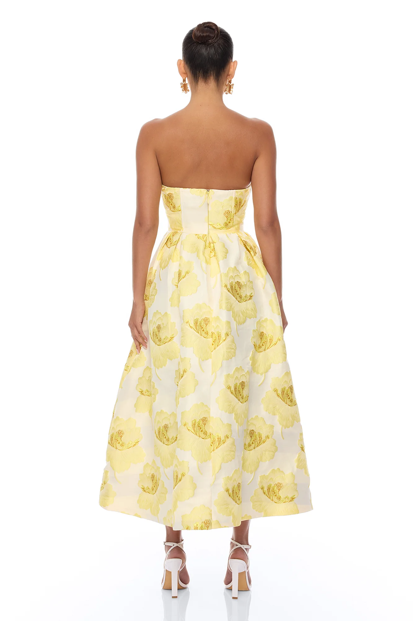 Fiora Strapless Jacquard Maxi Dress - Yellow - Image 4