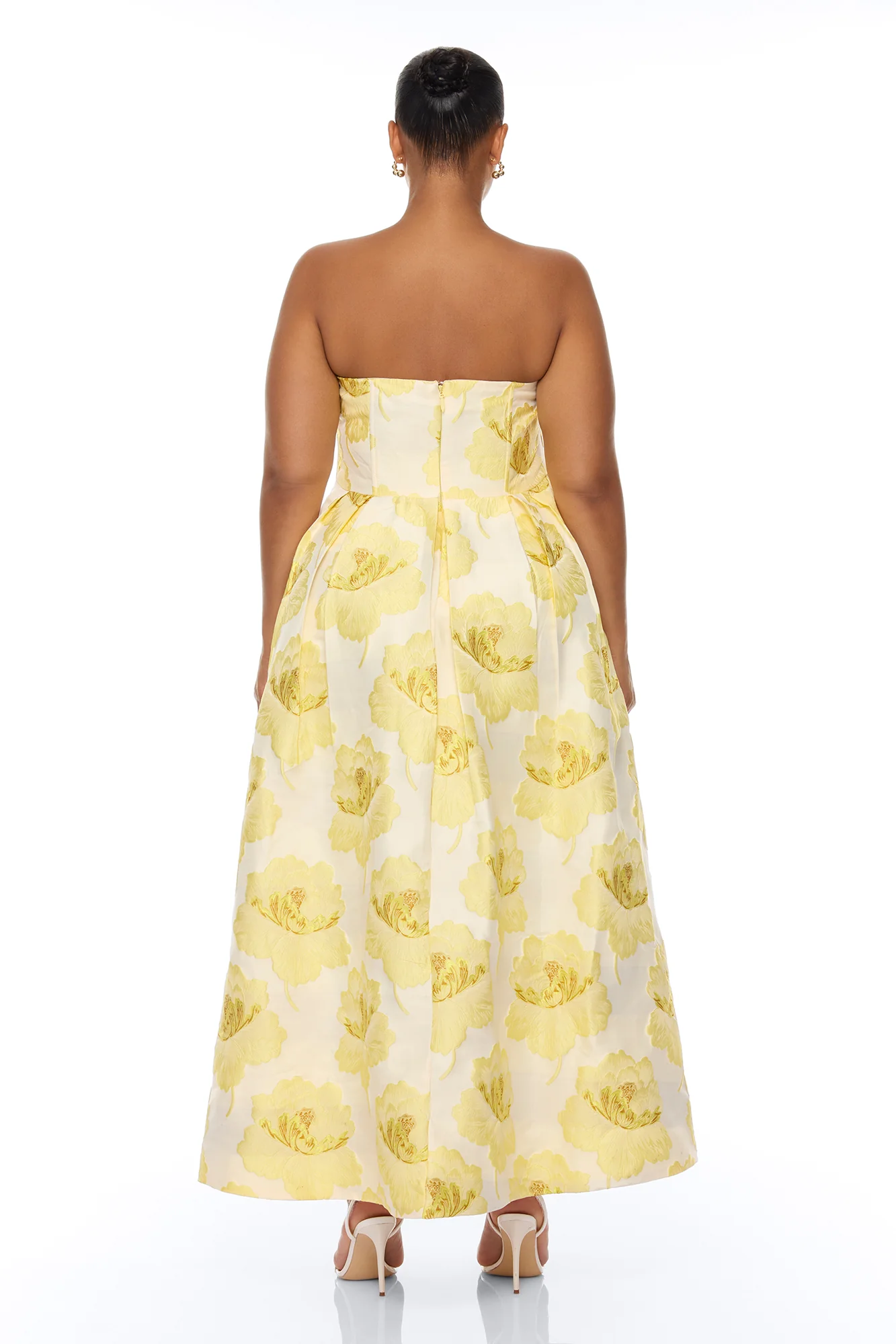 Fiora Strapless Jacquard Maxi Dress - Yellow - Image 7