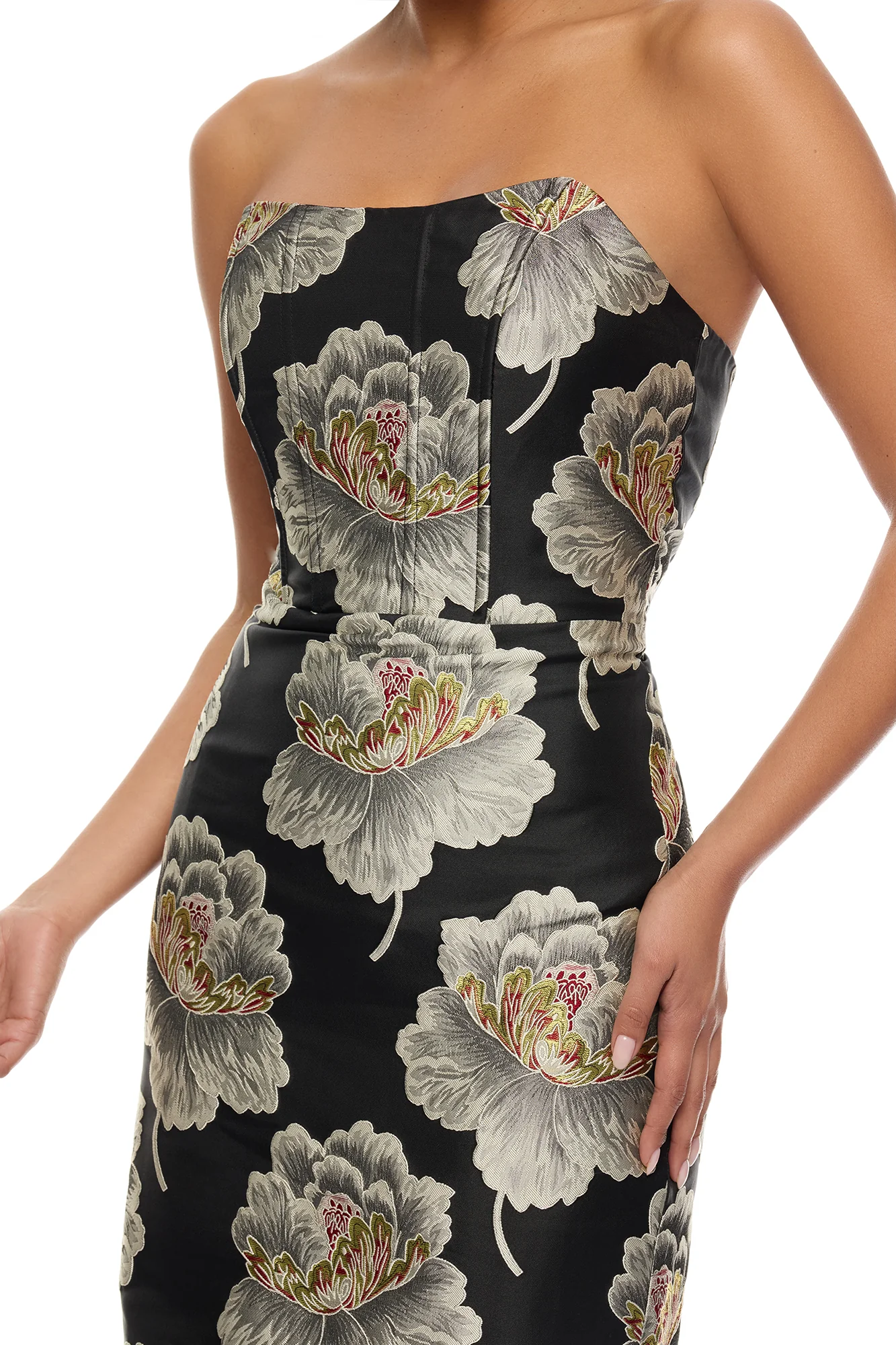 Fiora Strapless Jacquard Midi Dress - Black/combo - Image 3