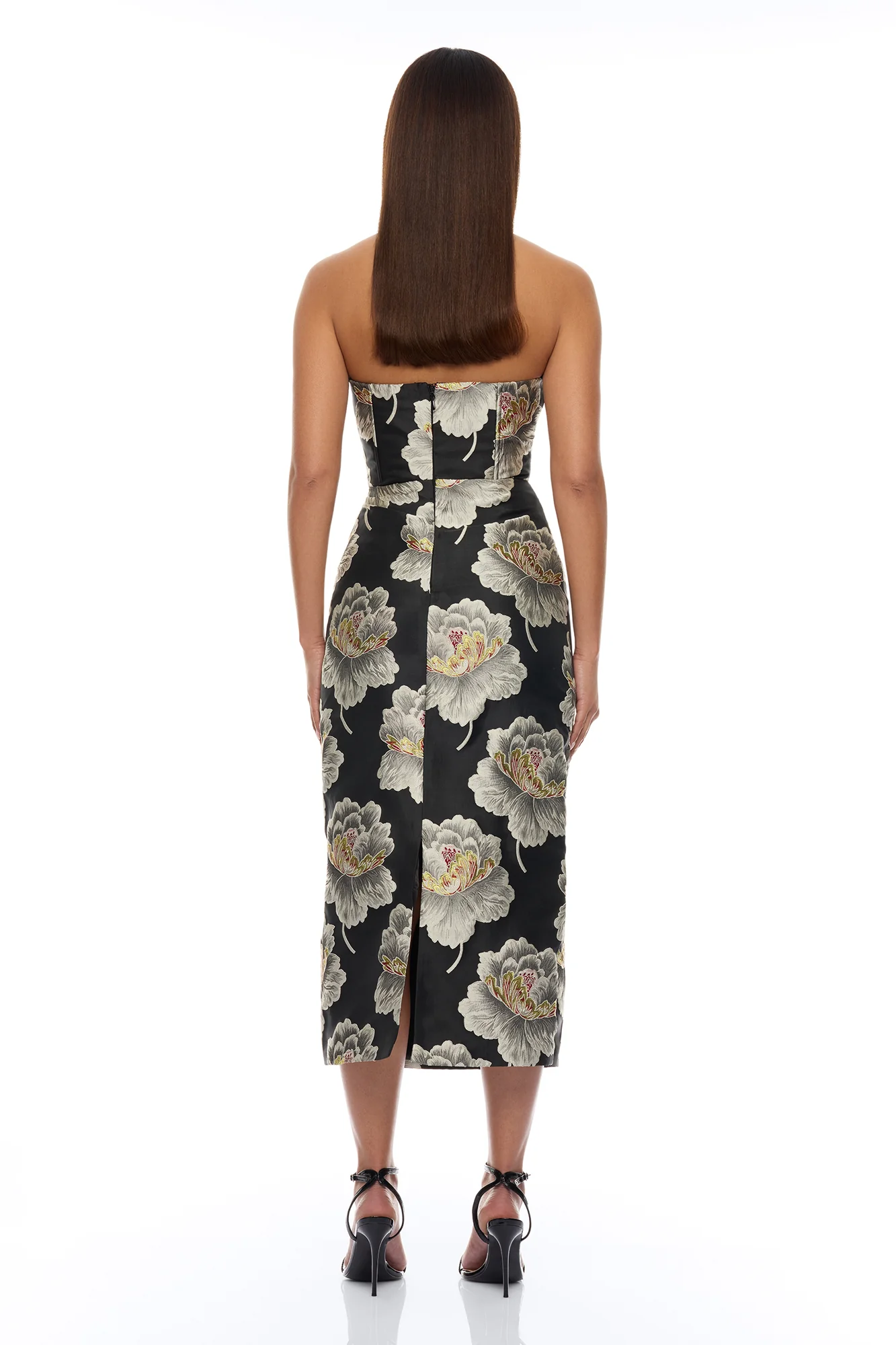 Fiora Strapless Jacquard Midi Dress - Black/combo - Image 4