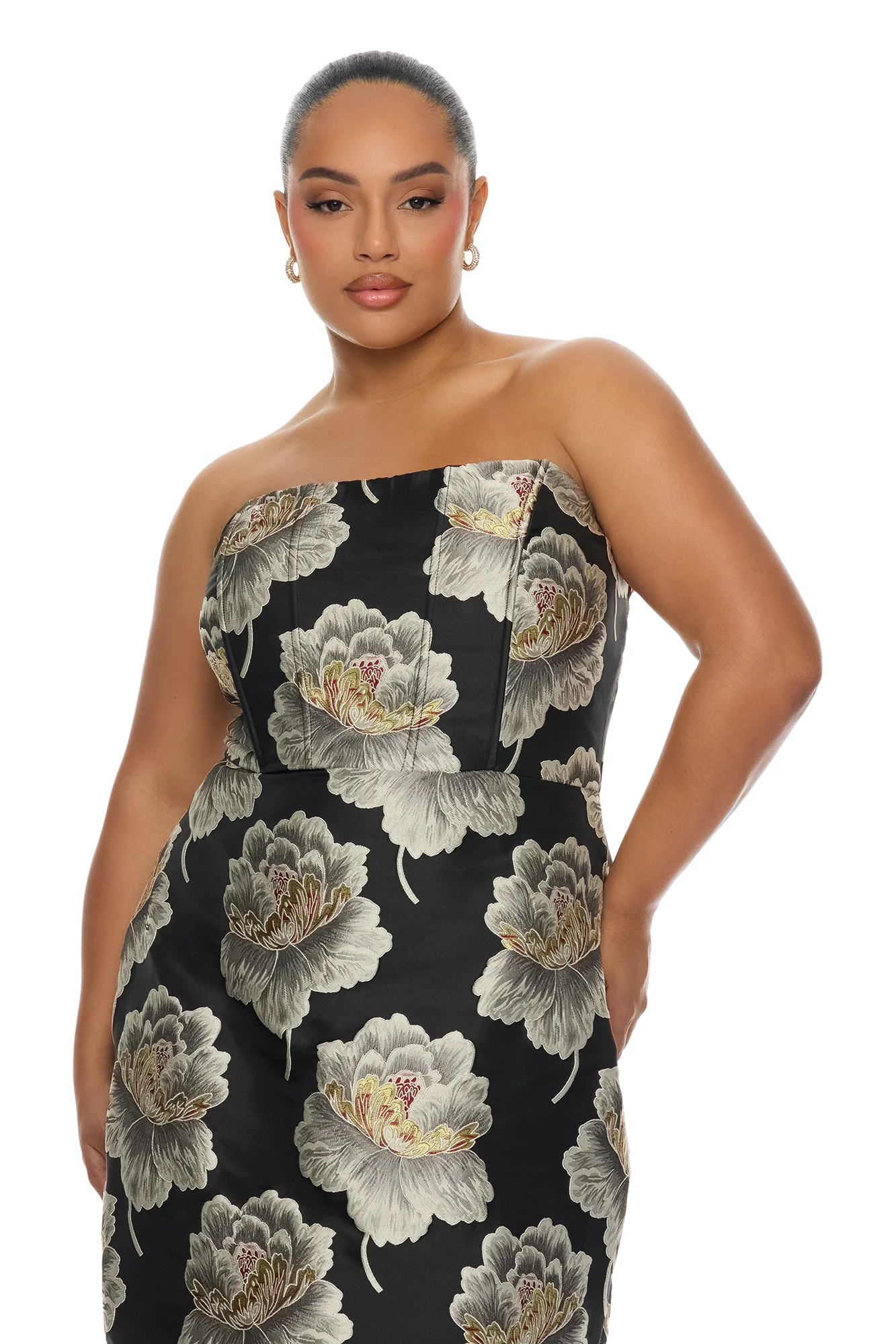 Fiora Strapless Jacquard Midi Dress - Black/combo - Image 6
