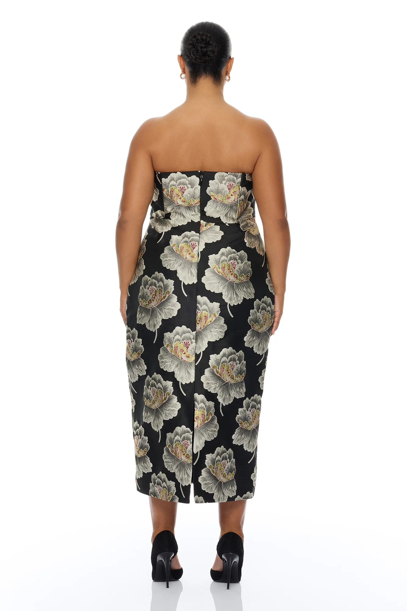 Fiora Strapless Jacquard Midi Dress - Black/combo - Image 8