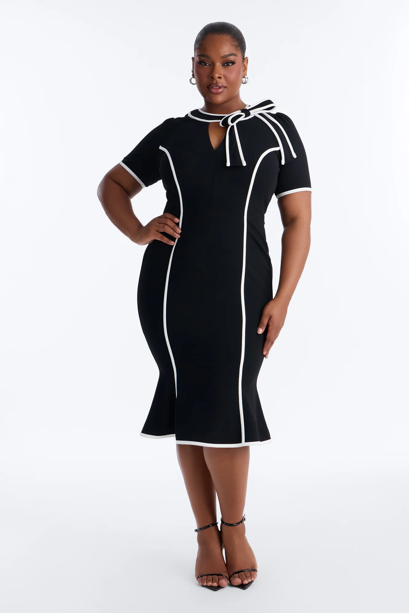 First Class Only Midi Dress - Black/White - Image 5