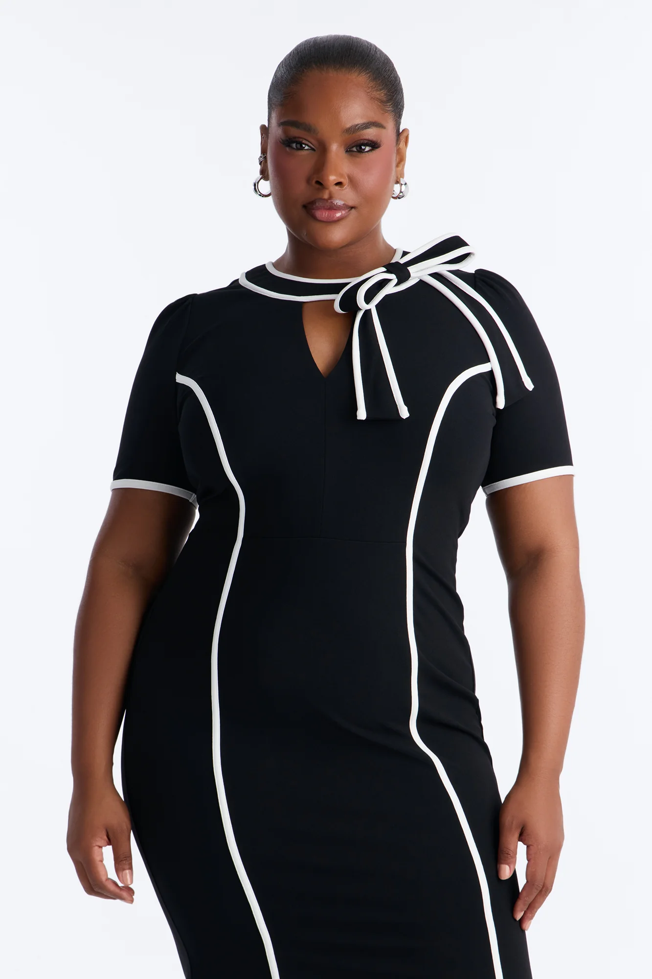 First Class Only Midi Dress - Black/White - Image 6