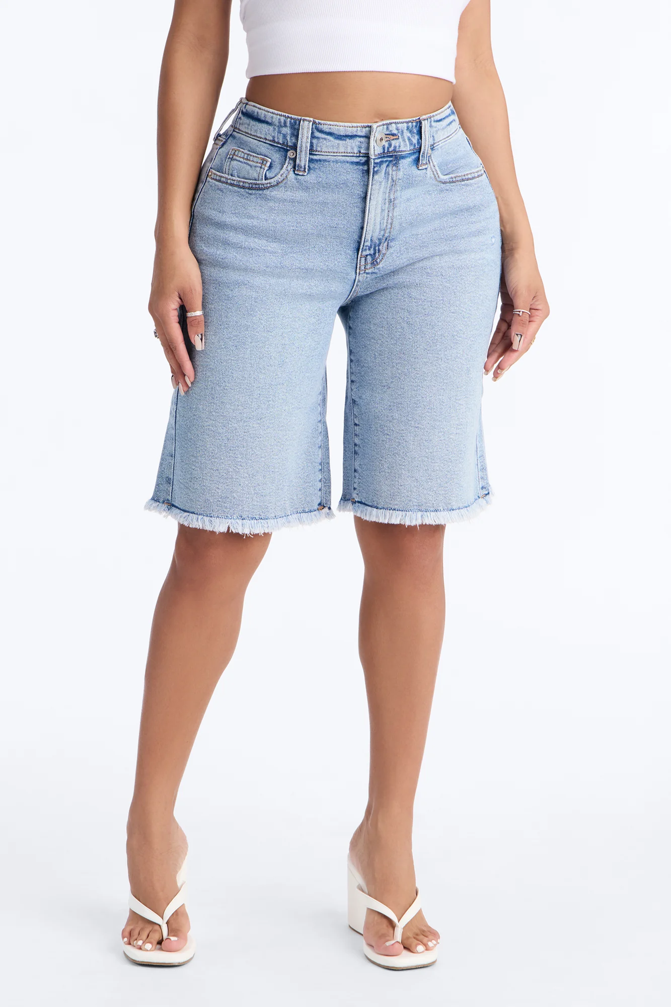 First Destination Stretch 90s Denim Jorts - Medium Wash - Image 2