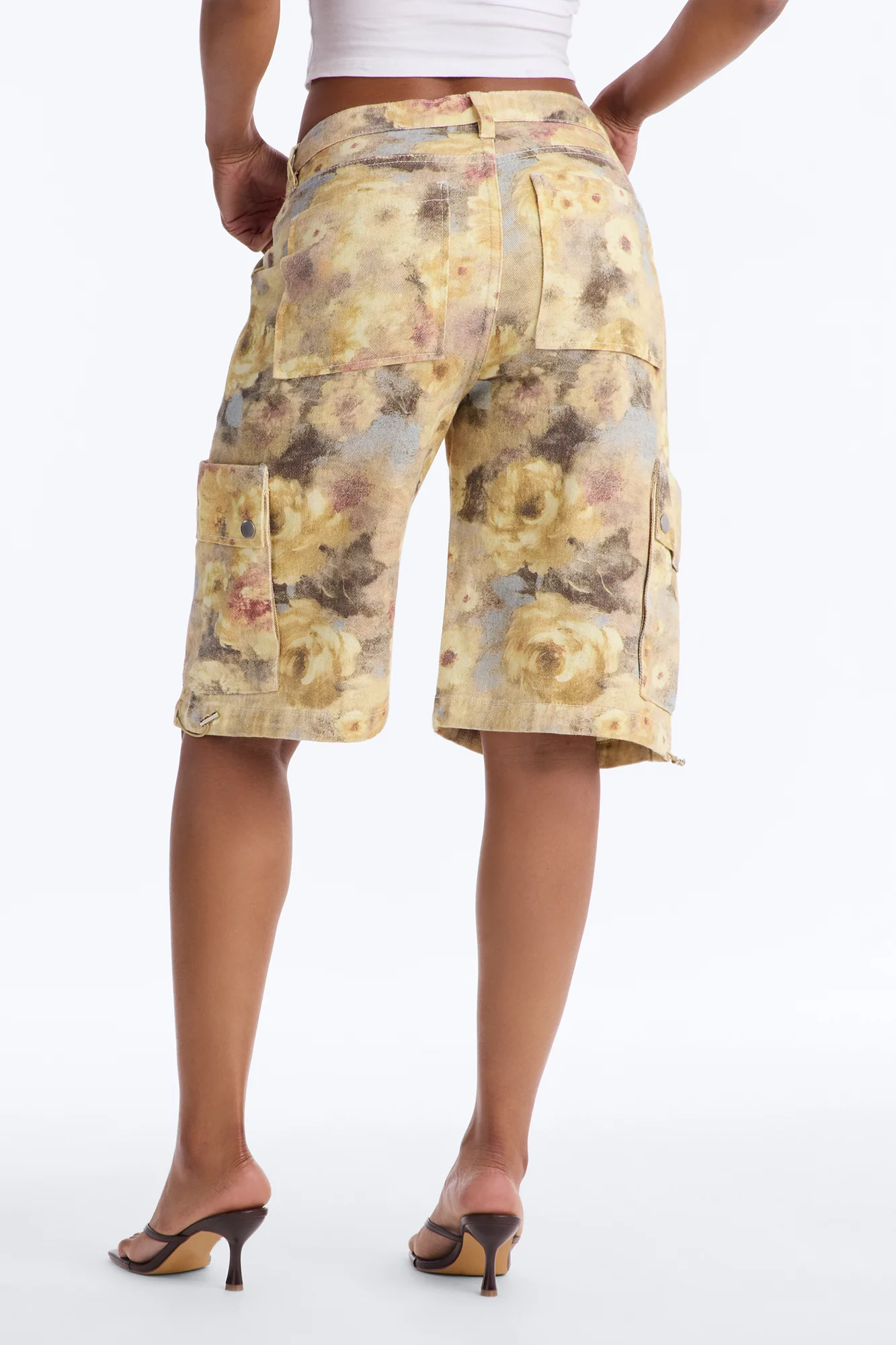 First Impression Cargo Denim Jorts - Yellow/combo - Image 4