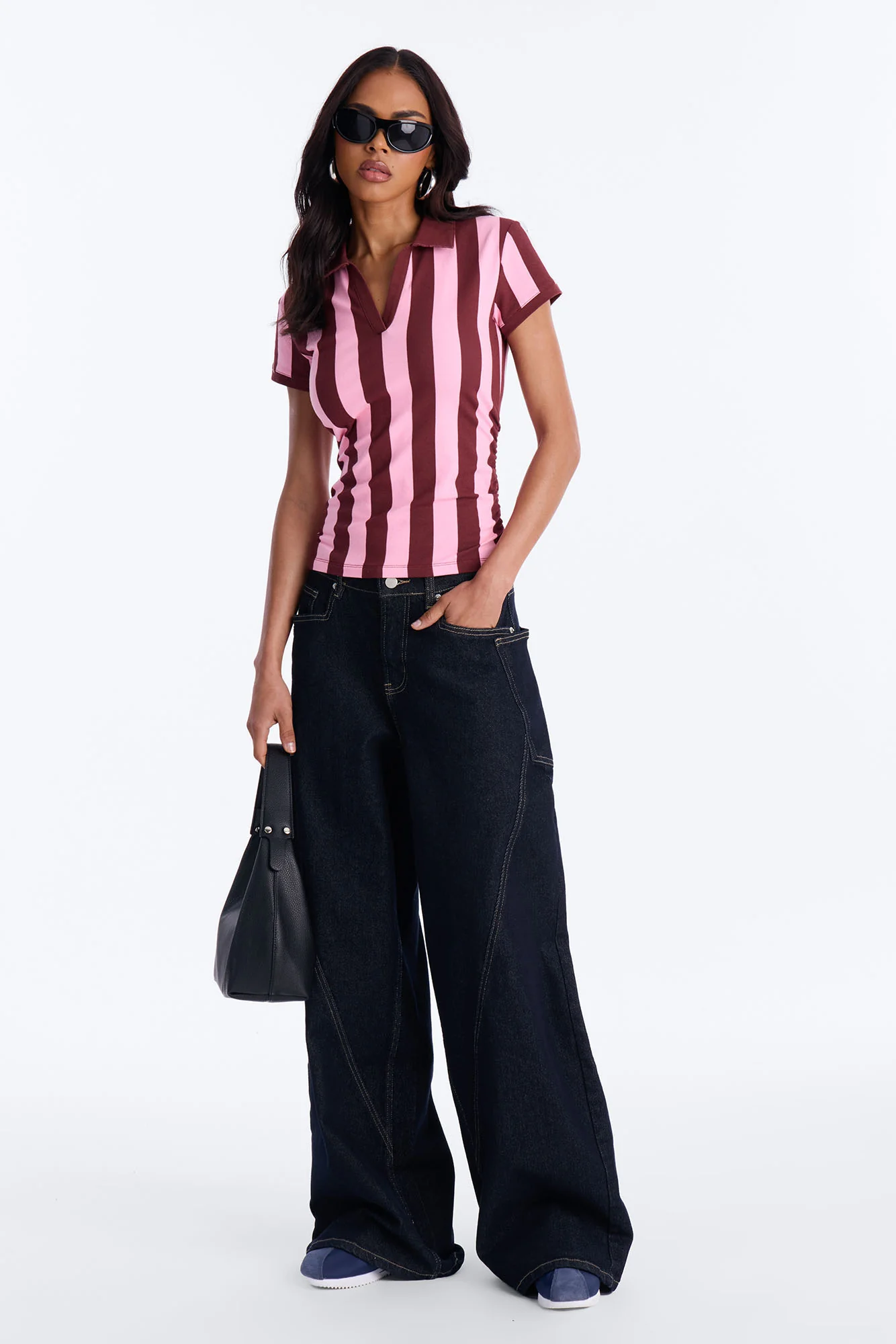 First Pick Striped Short Sleeve Top - Burgundy/combo - Image 3