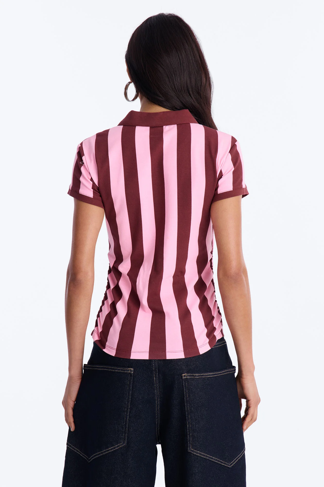 First Pick Striped Short Sleeve Top - Burgundy/combo - Image 4