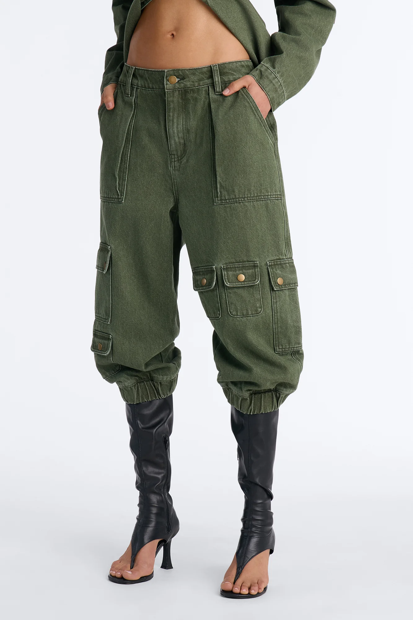 First Ranker Capri Cargo Jogger Jeans - Olive - Image 2