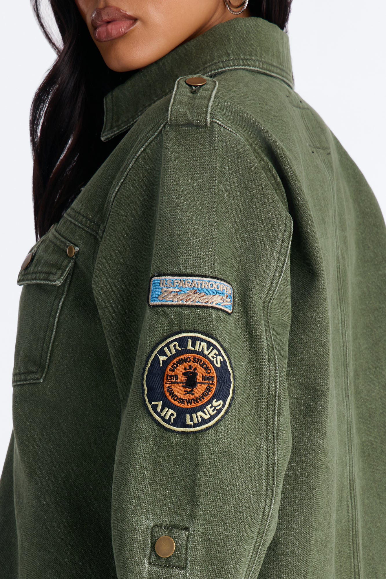First Ranker Denim Shacket - Olive - Image 4
