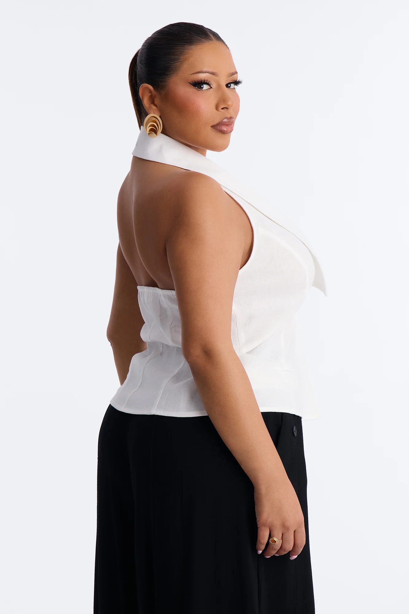 Flash On Linen Halter Top - White - Image 7
