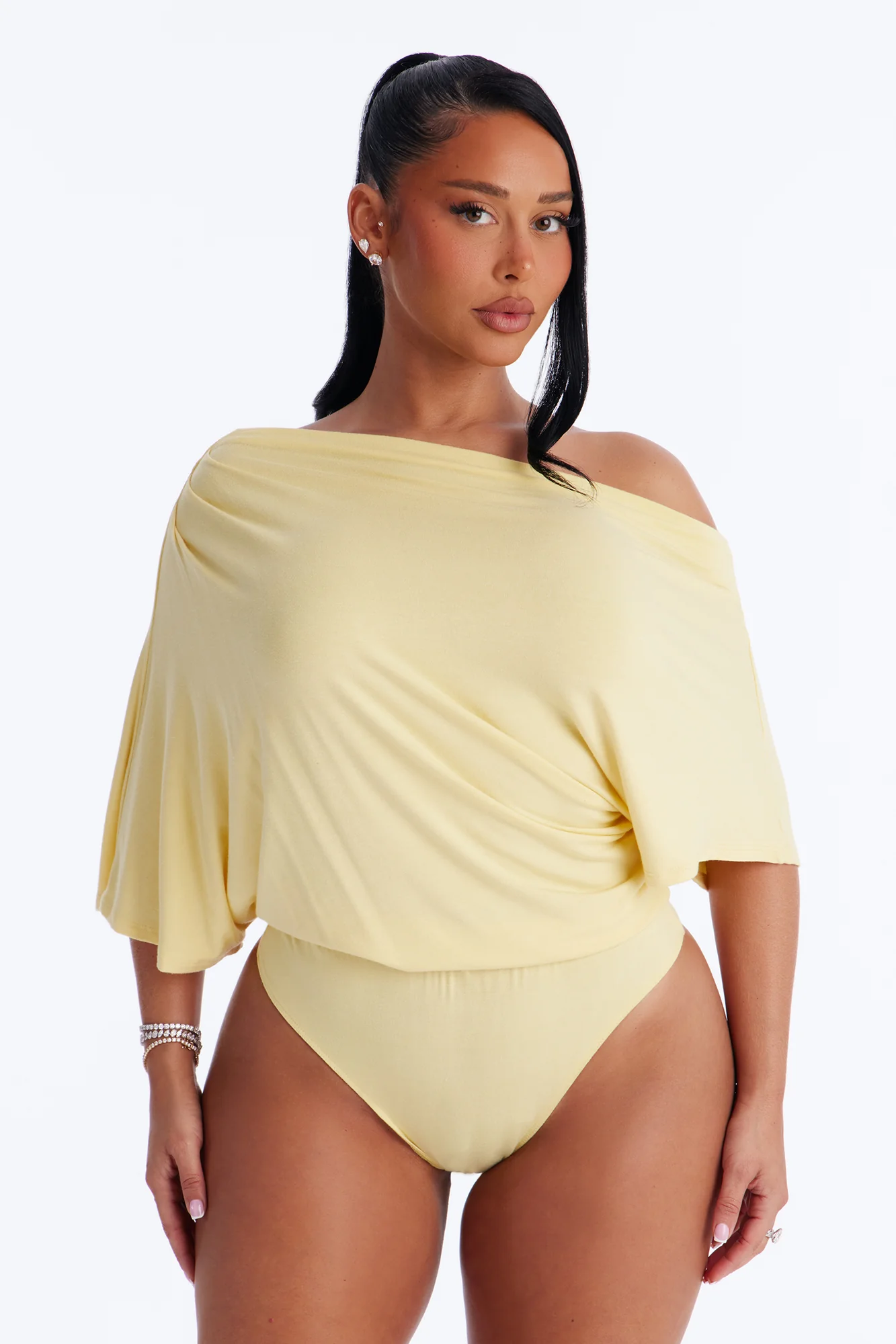 Flatter Me Off Shoulder Bodysuit - Butter Yellow