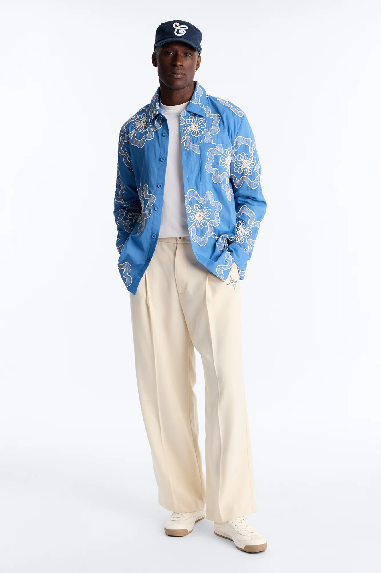 Fleur Entwine Long Sleeve Button Up Shirt - Blue - Image 2