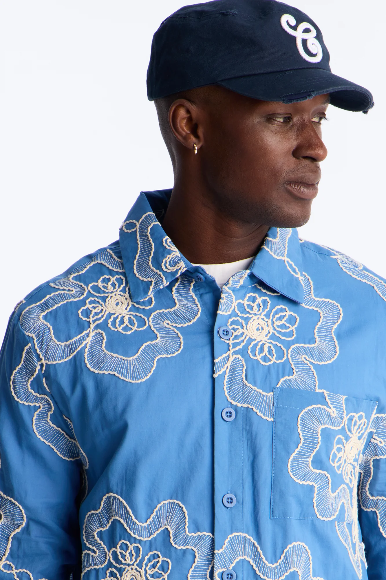 Fleur Entwine Long Sleeve Button Up Shirt - Blue - Image 3