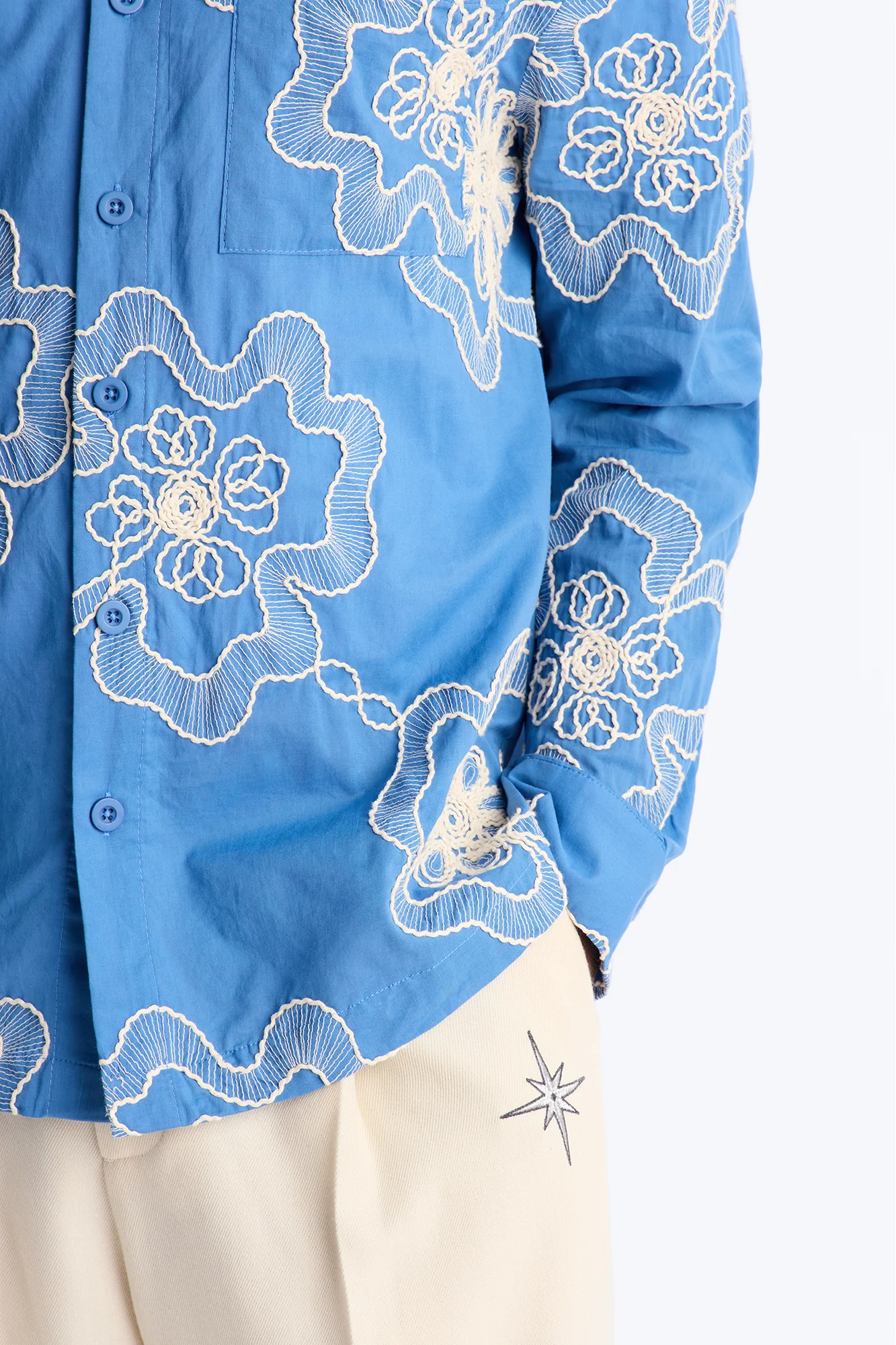 Fleur Entwine Long Sleeve Button Up Shirt - Blue - Image 4