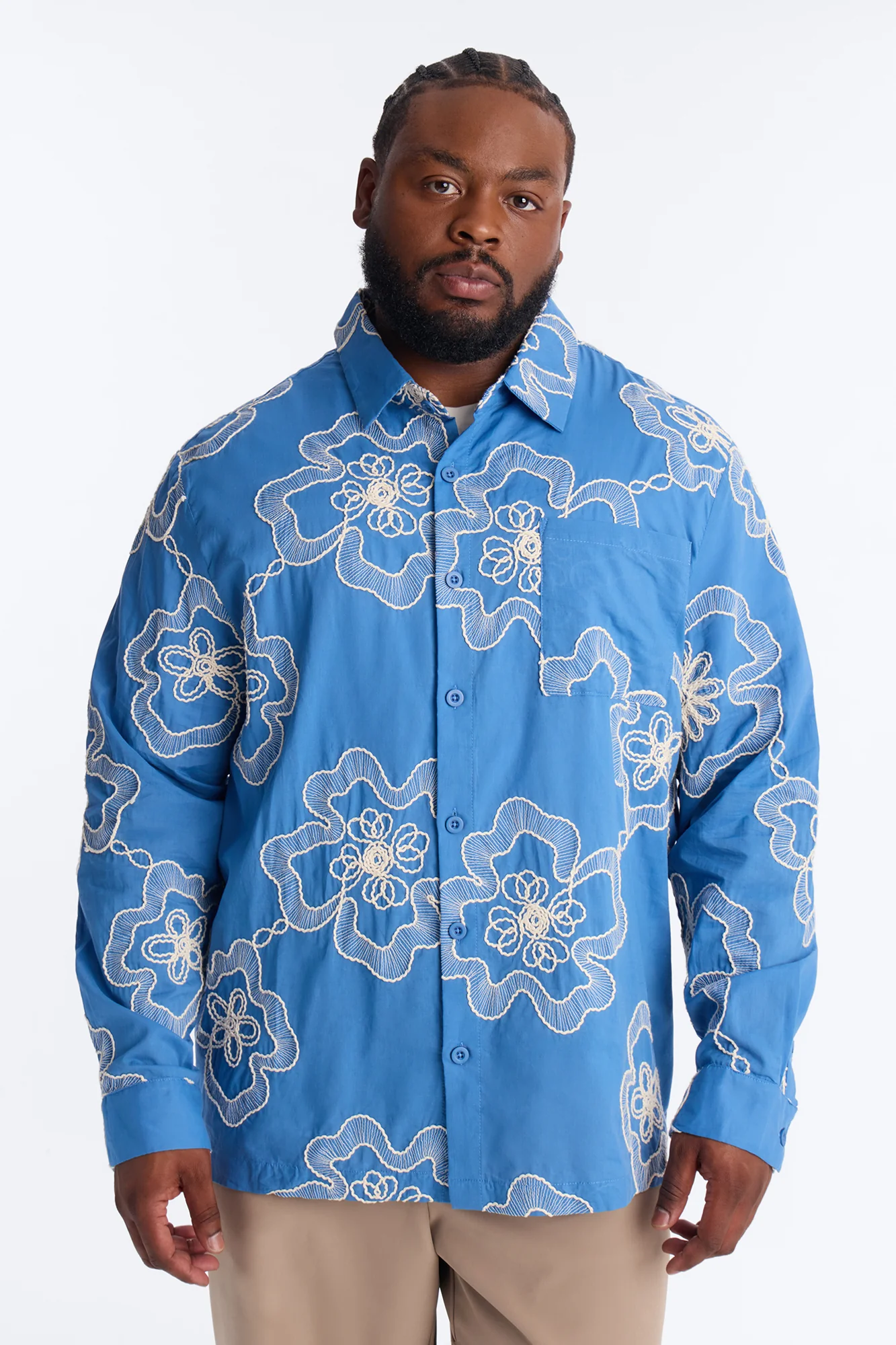Fleur Entwine Long Sleeve Button Up Shirt - Blue - Image 6